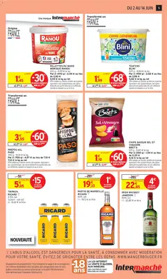 Intermarché - Prévisualisation de CHIPS SAVEUR SEL ET VINAIGRE BRET'S, 125 g - 8,80 € le kg. Par 2 (250 g): 1,54 € au lieu de 2,20 € valide à partir de 02.06.2026 | Page: 5