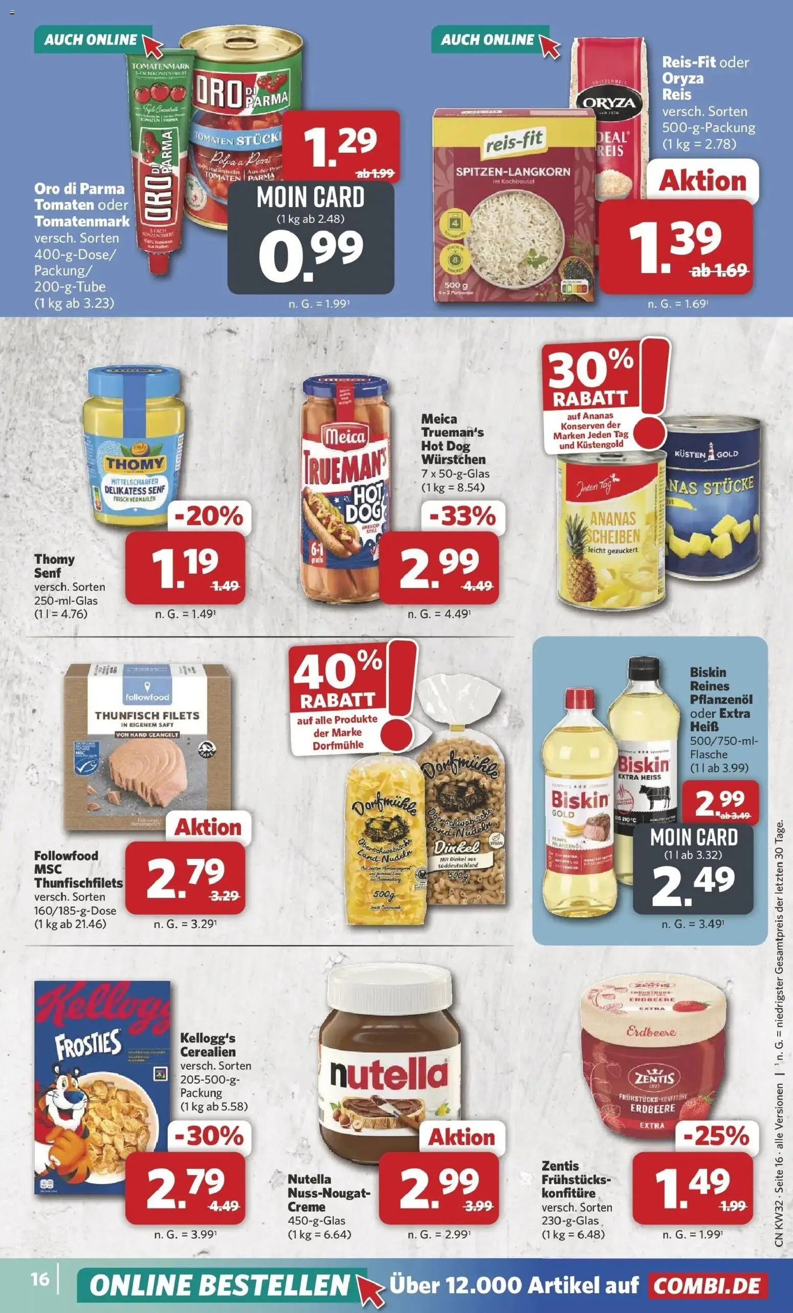 Combi Prospekt Borchen (ab 03.08.2026) zum Blättern | Seite: 18 | Produkte: Thunfisch, Creme, Meica, Nudeln