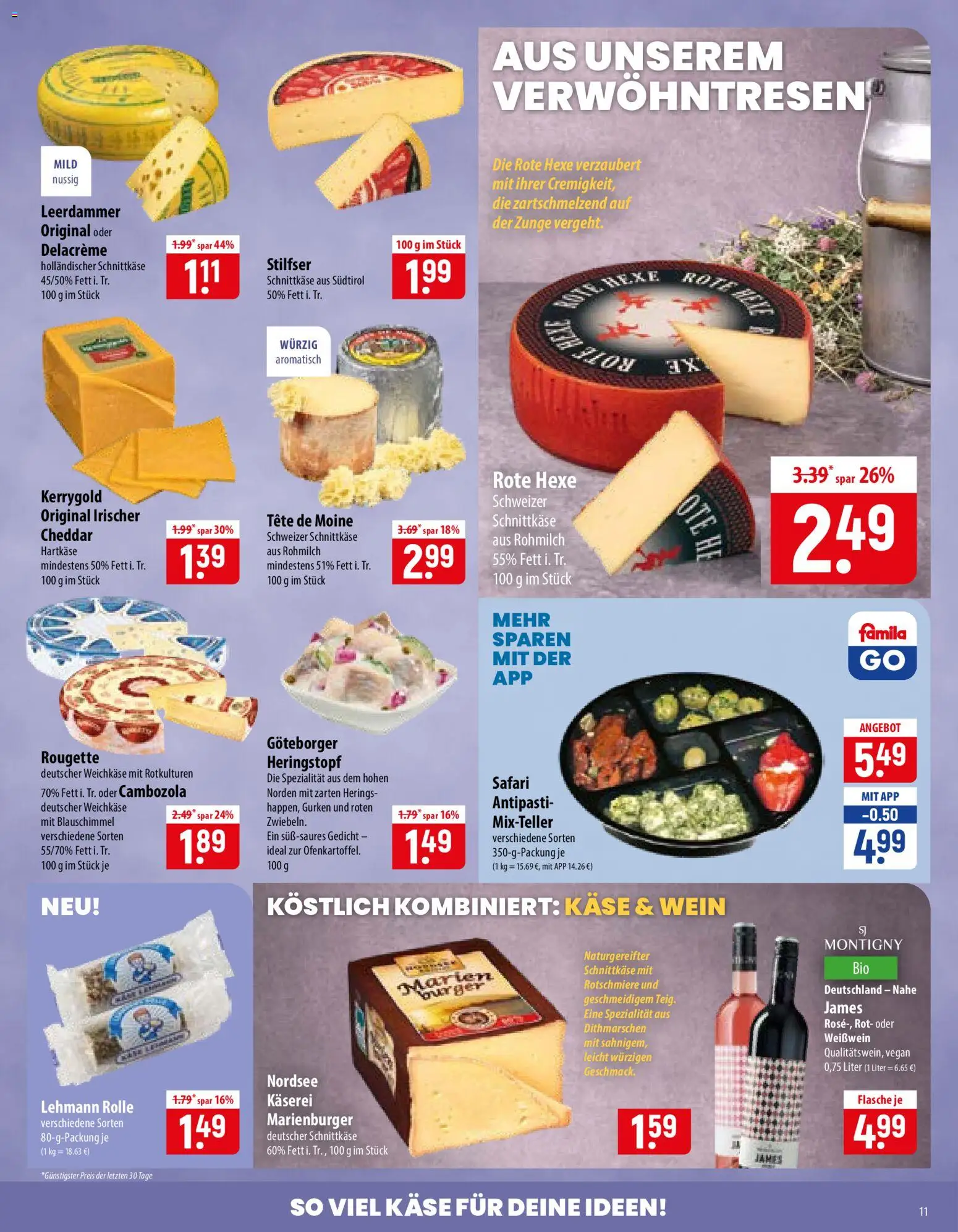 Famila Prospekt – gültig ab 21.09.2026 | Seite: 11 | Produkte: Weißwein, Leerdammer, Wein, Gurken
