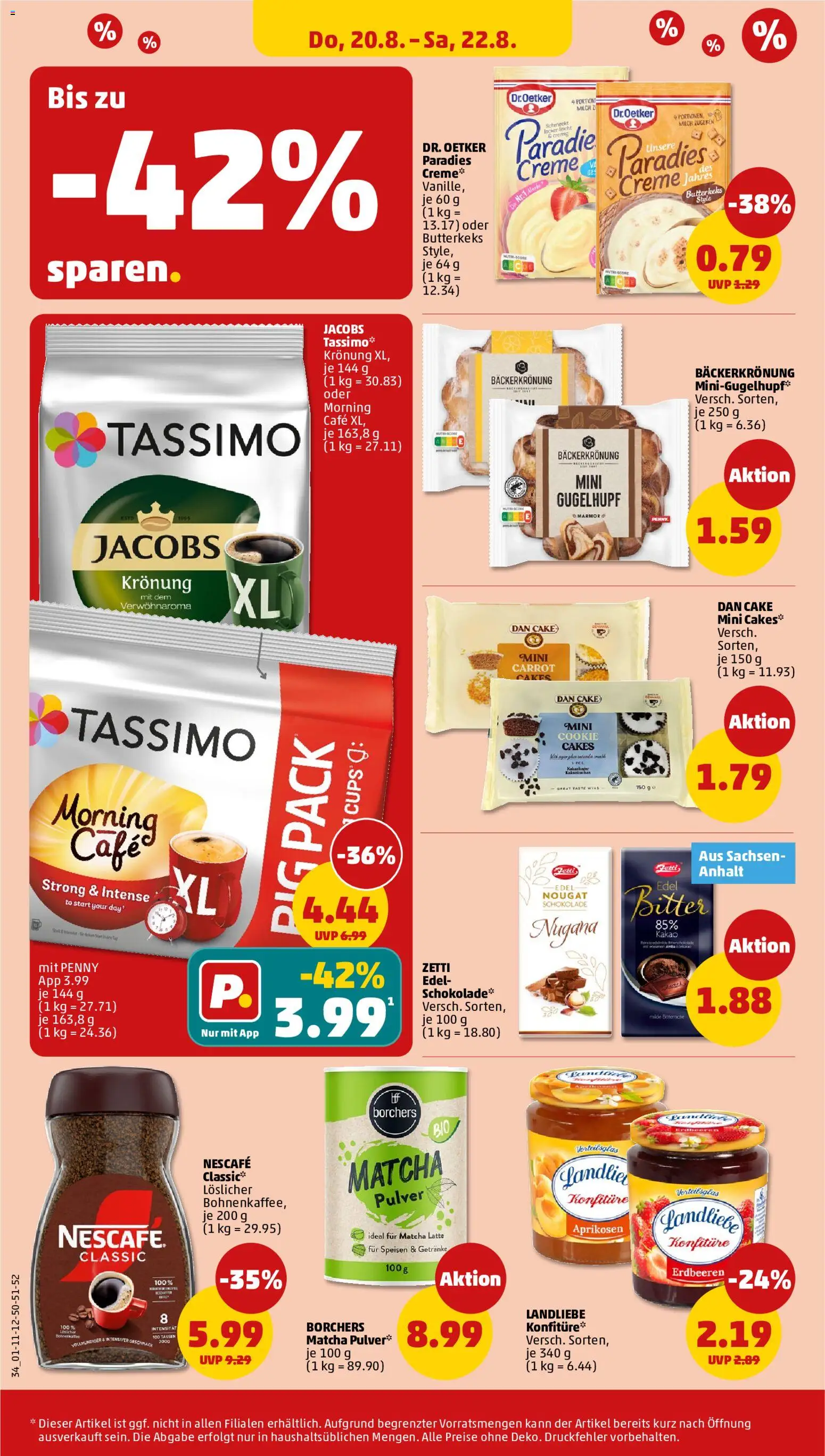 Penny Prospekt – gültig ab 17.08.2026 | Seite: 42 | Produkte: Nescafe, Schokolade, Nescafe classic, Tassimo