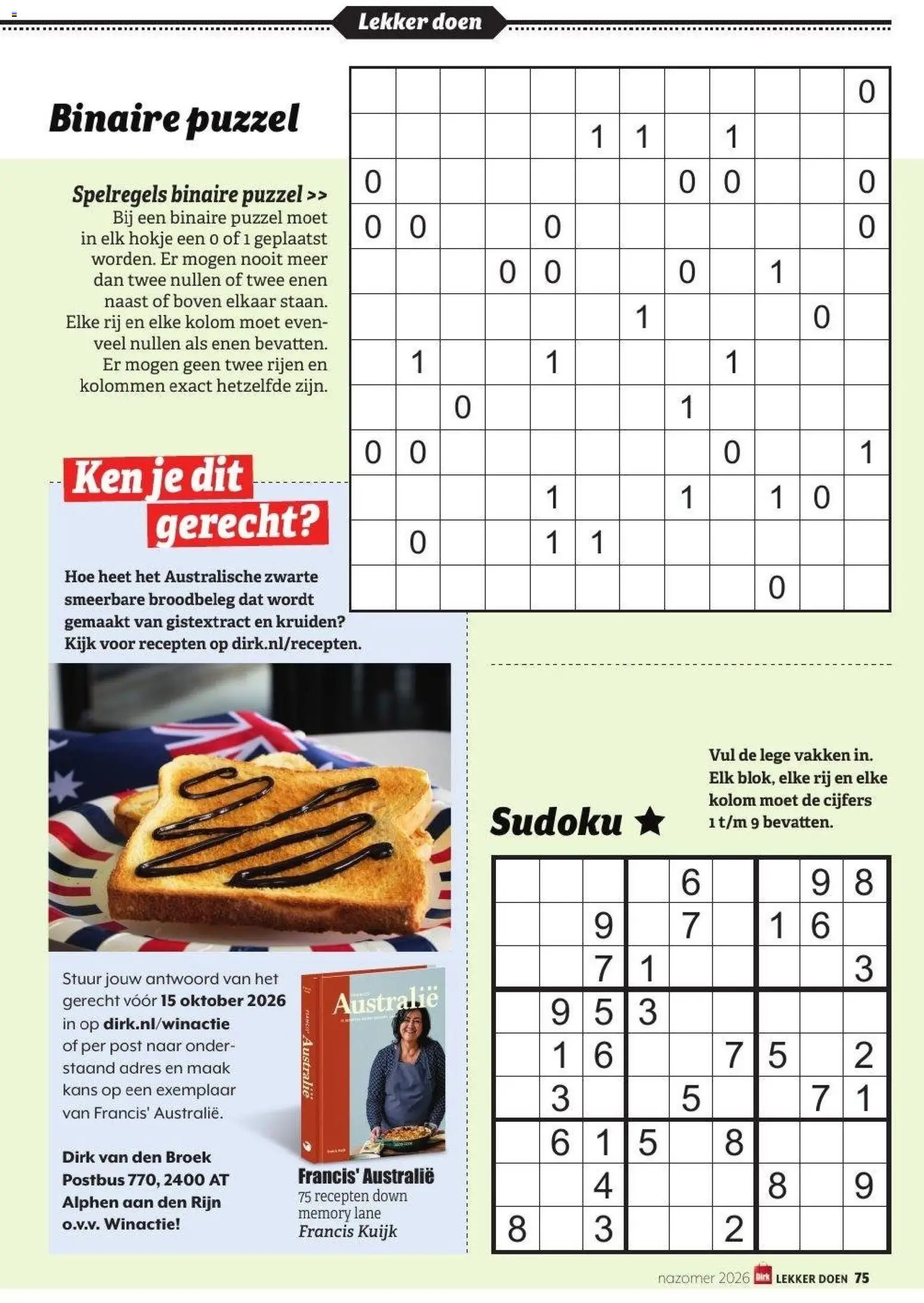 {H1} | Pagina: 75 | Producten: Puzzel, Broek, Moët, Kruiden