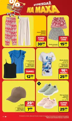 Pogląd oferty "Carrefour gazetka - Wyprzedaż na maxa" - ważna od 22.06.2026 | Strona: 10 | Produkty: Bluzka, Spodnie, Buty, Czapka