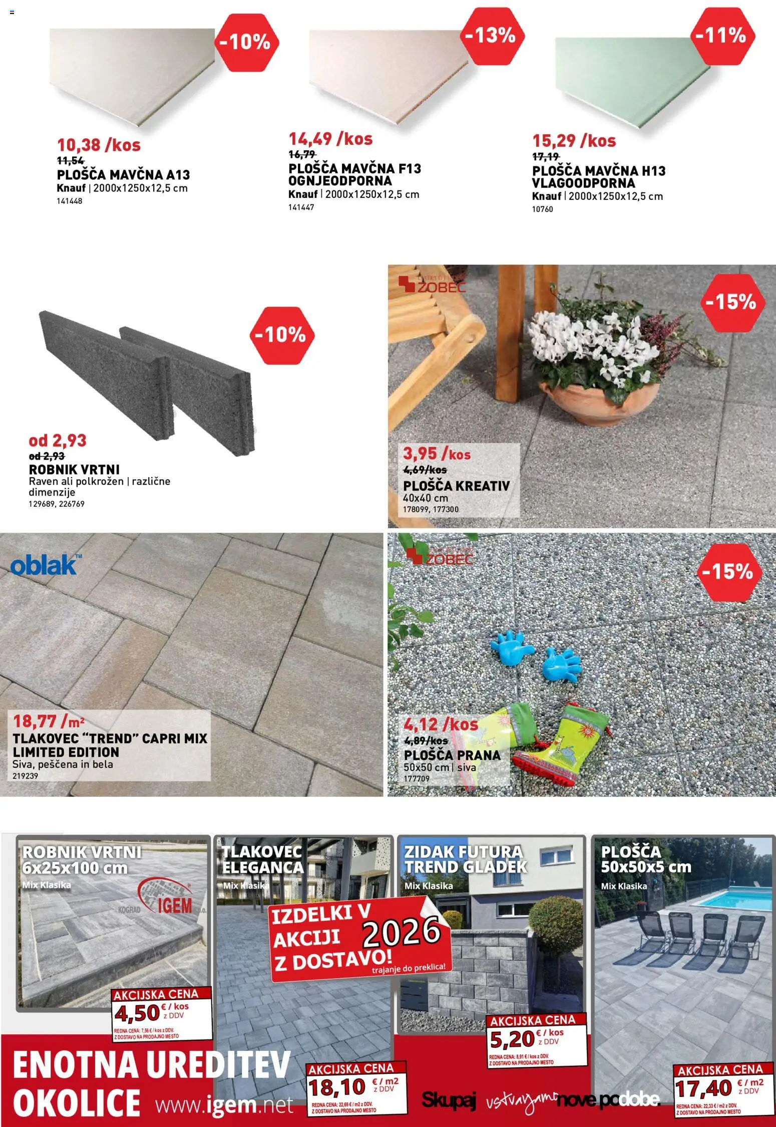 Novi Inpos katalog ponudbe – veljaven od 10.09.2026 | Stran: 23 | Izdelki: Kos, Zidak, Robnik, Tlakovec