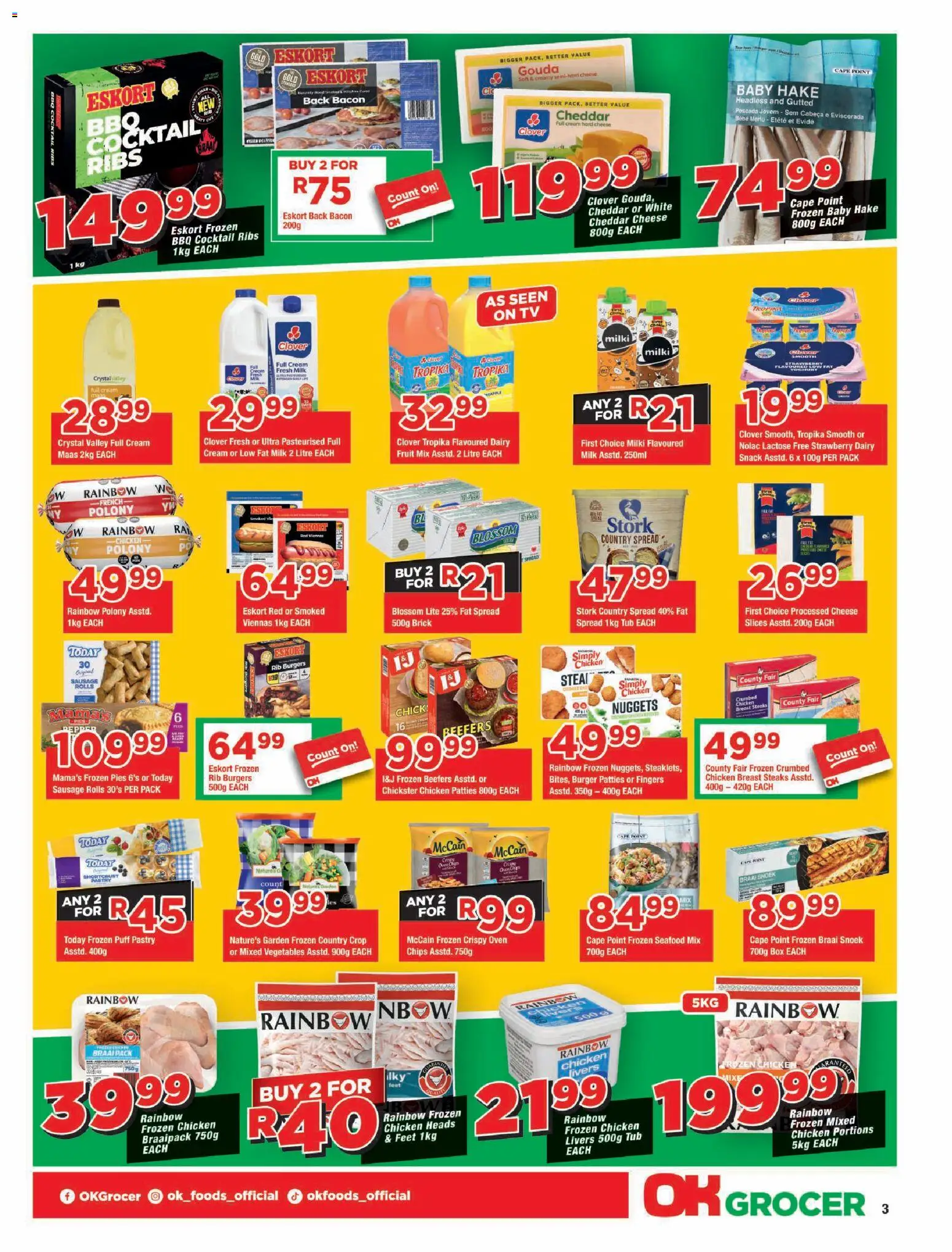 New OK Foods catalogue – valid from 23/09/2026 | Page: 3 | Products: Spread, Box, Milk, Vegetables