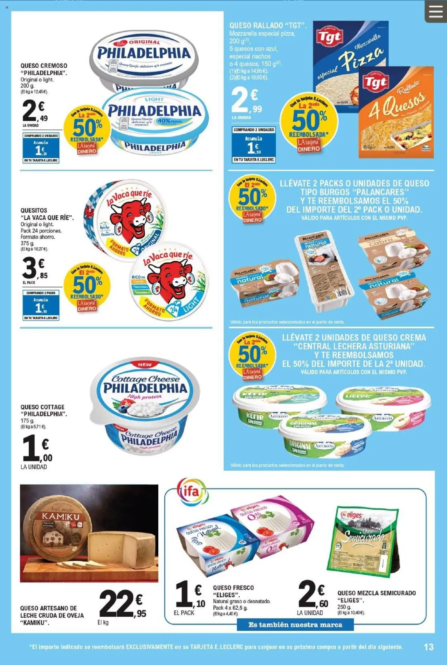 E.Leclerc folleto │ válido desde el 06.05.2026 | Página: 13 | Productos: Καλτσάκια μισά, Queso, Queso rallado, Queso cottage