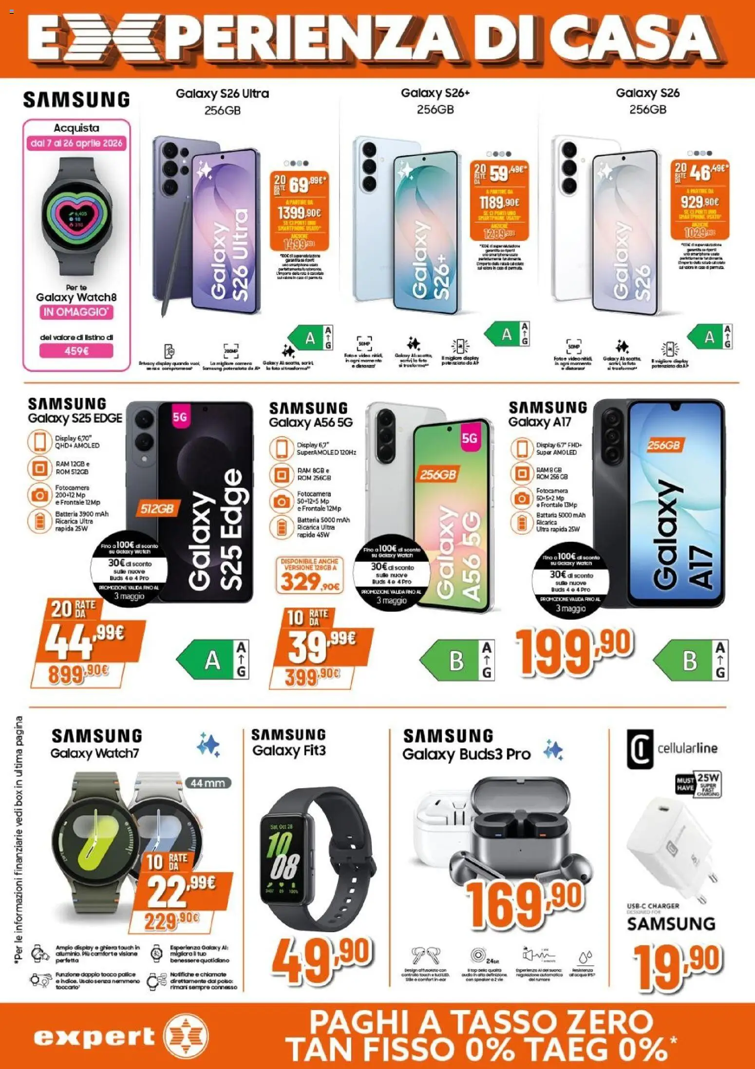 Volantino Expert del 09.04.2026 | Pagina: 2 | Prodotti: Samsung Galaxy, Tè, Video, Batteria