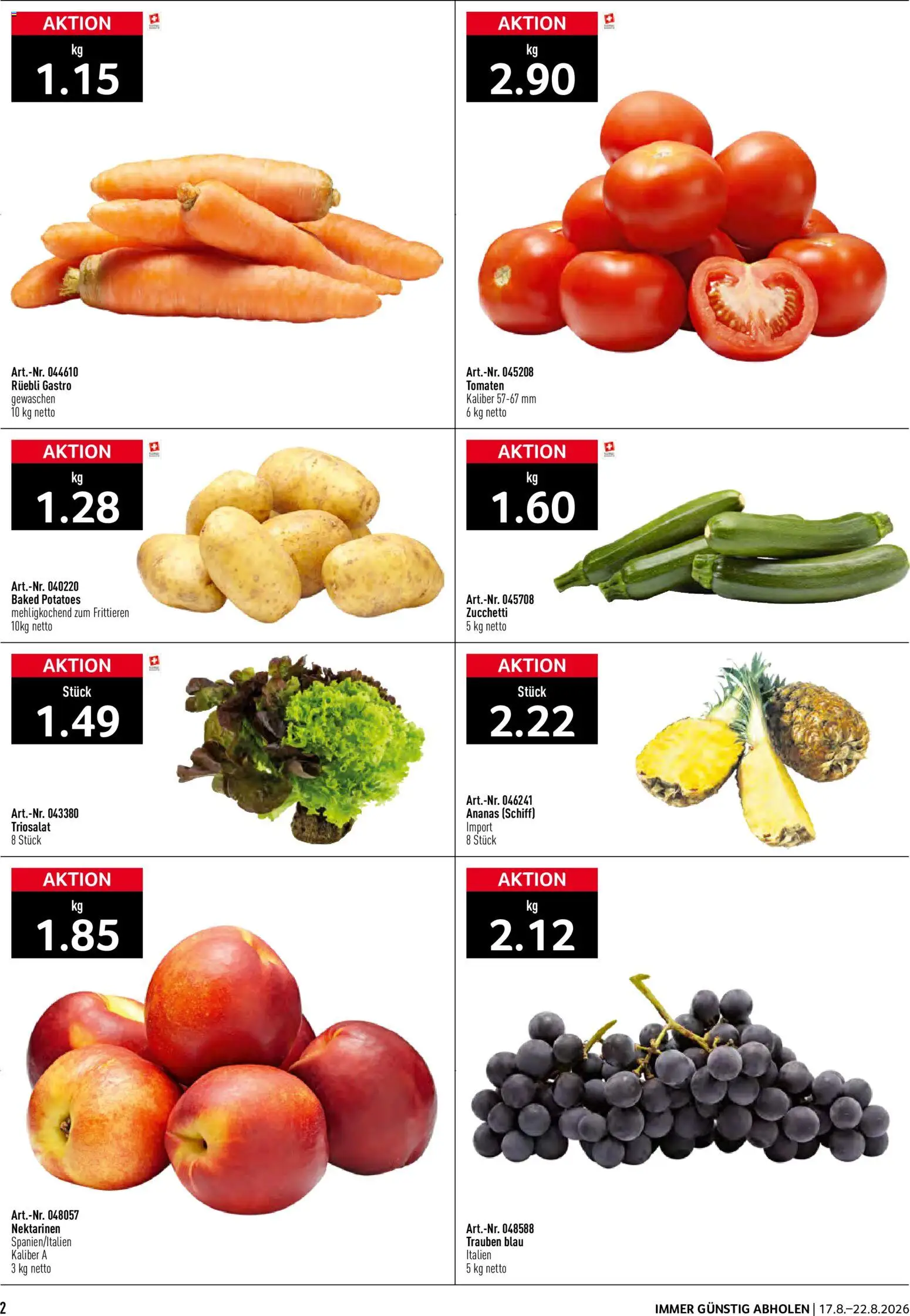 Prodega aktionen – gültig ab 17.08.2026 | Seite: 2 | Produkte: Nektarinen, Tomaten, Ananas