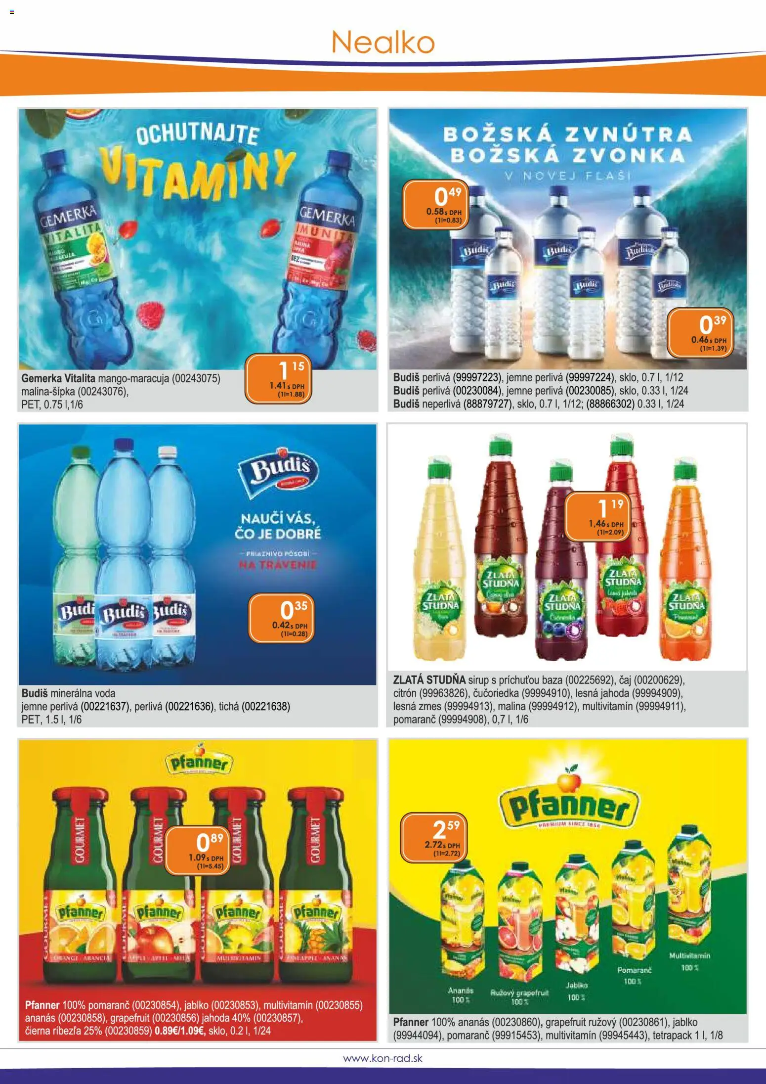 Nové KON - RAD akcie – leták je platný od 01.11.2026 | Strana: 33 | Produkty: Čaj, Budiš, Ananás, Gemerka