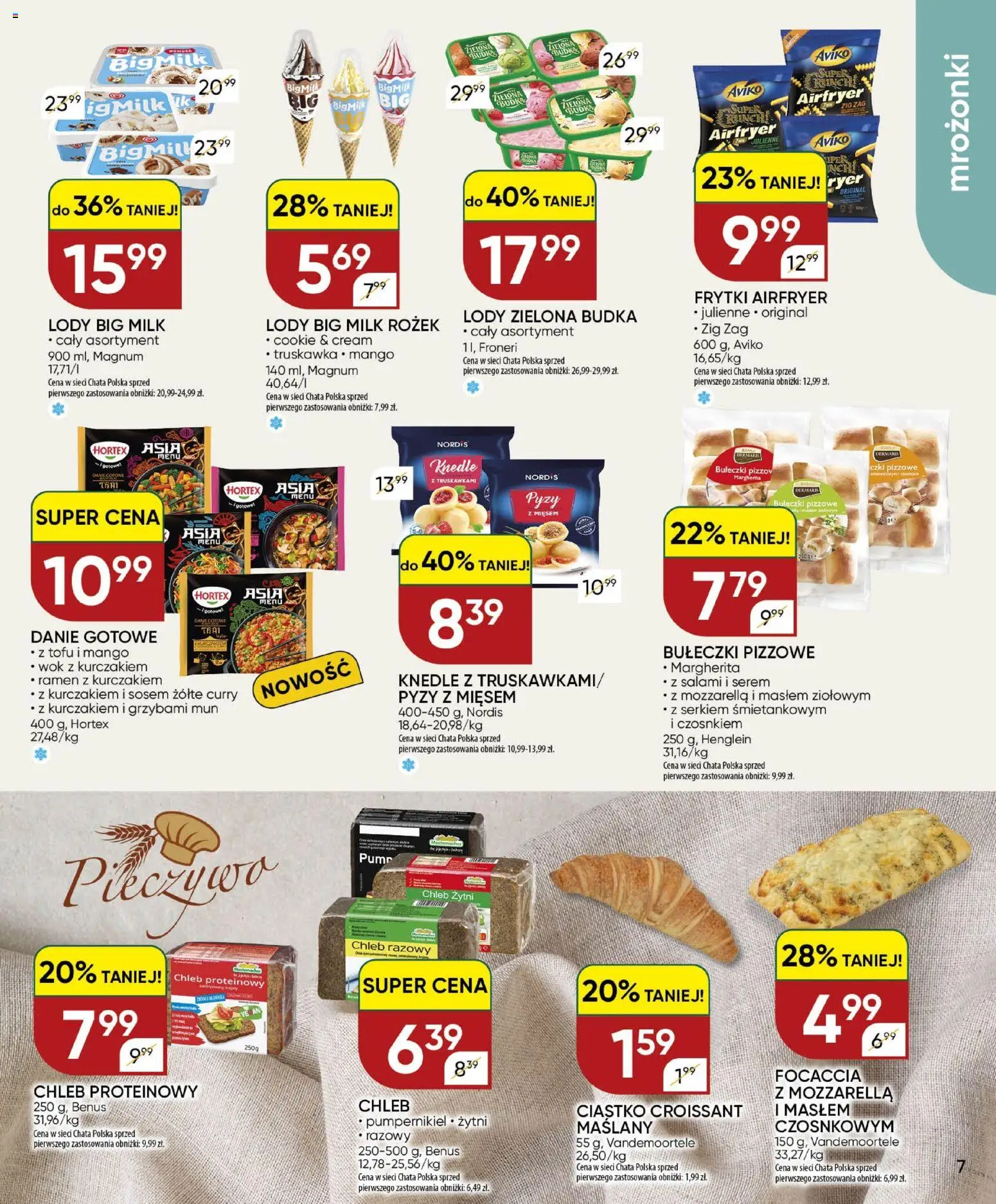 Chata Polska gazetka od 08.10.2026 | Strona: 7 | Produkty: Chleb razowy, Magnum, Focaccia, Mozzarella