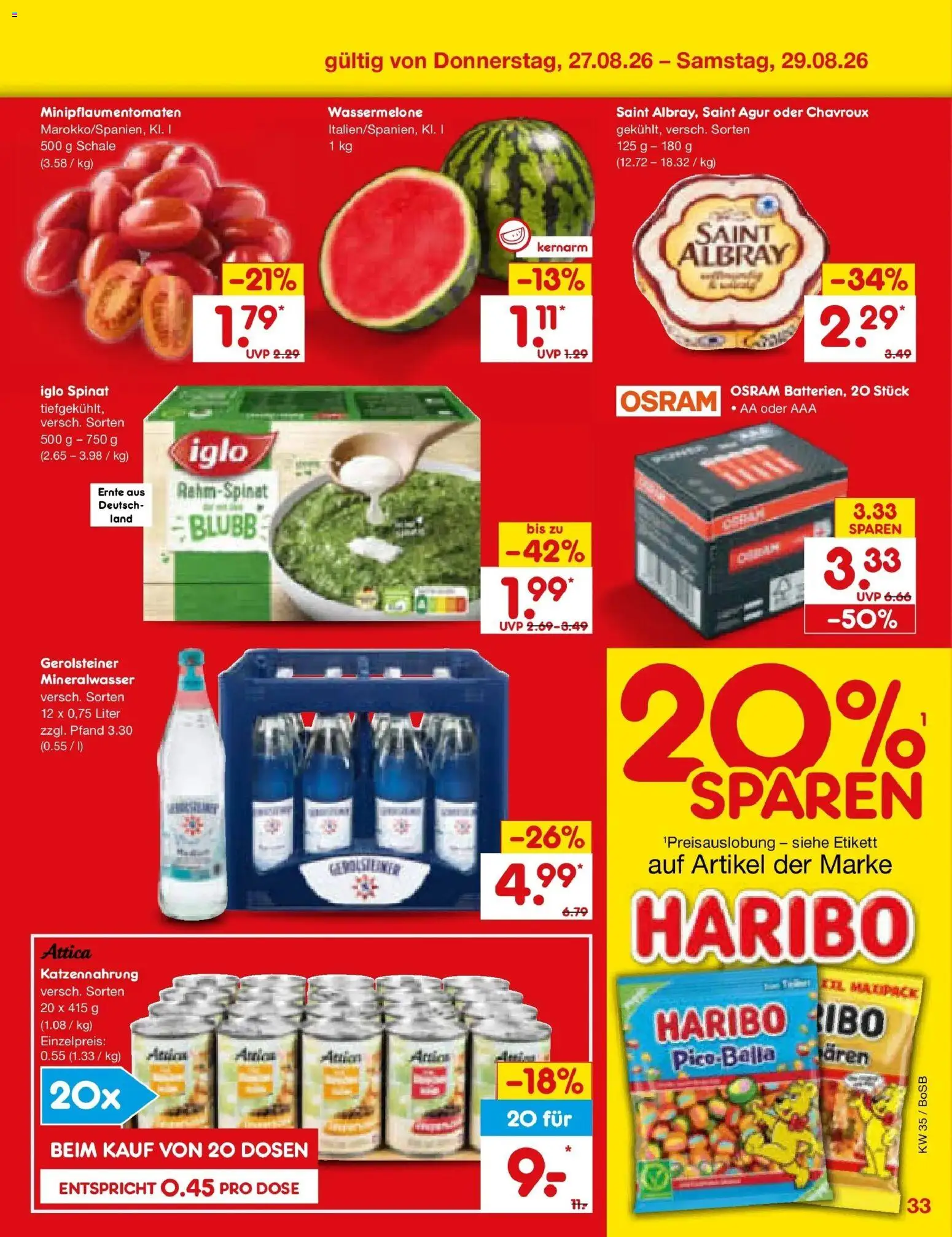 Netto Marken-Discount Prospekt Bochum – gültig ab 24.08.2026 | Seite: 47 | Produkte: Haribo, Iglo, Mineralwasser, Wassermelone