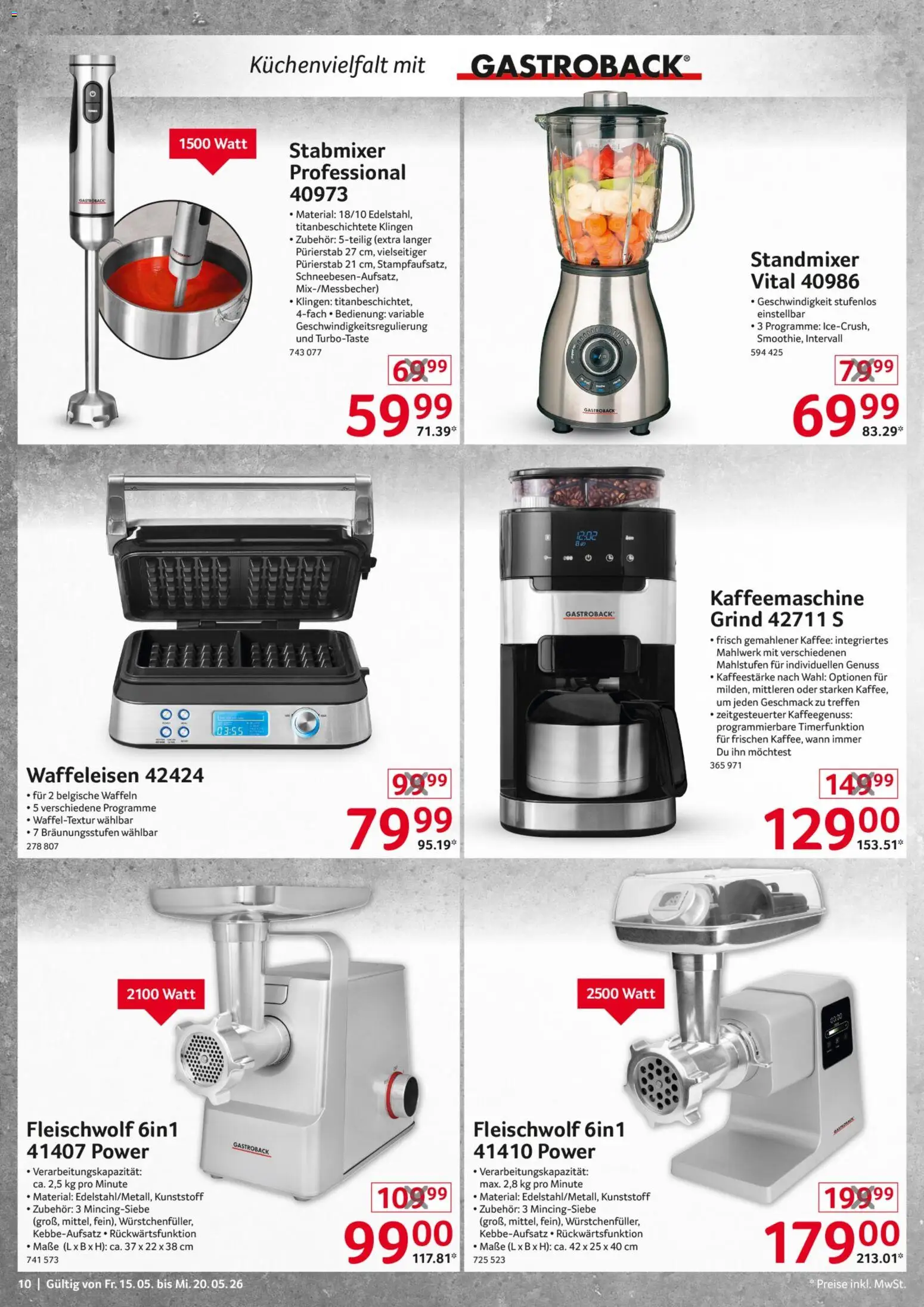 Selgros Non Food – gültig ab 15.05.2026 | Seite: 10 | Produkte: Kaffeemaschine, Kaffee, Waffeln, Waffeleisen