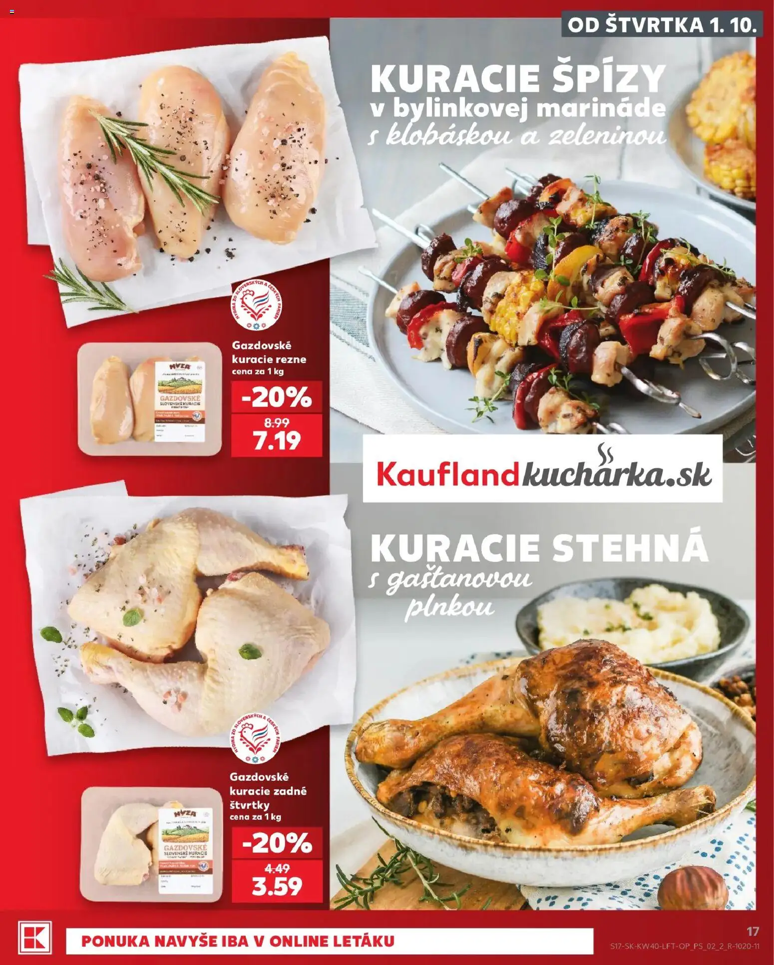 Nové Kaufland akcie – leták je platný od 01.10.2026 | Strana: 17 | Produkty: Kuracie rezne, Kuracie stehná, Stehná, Rezne