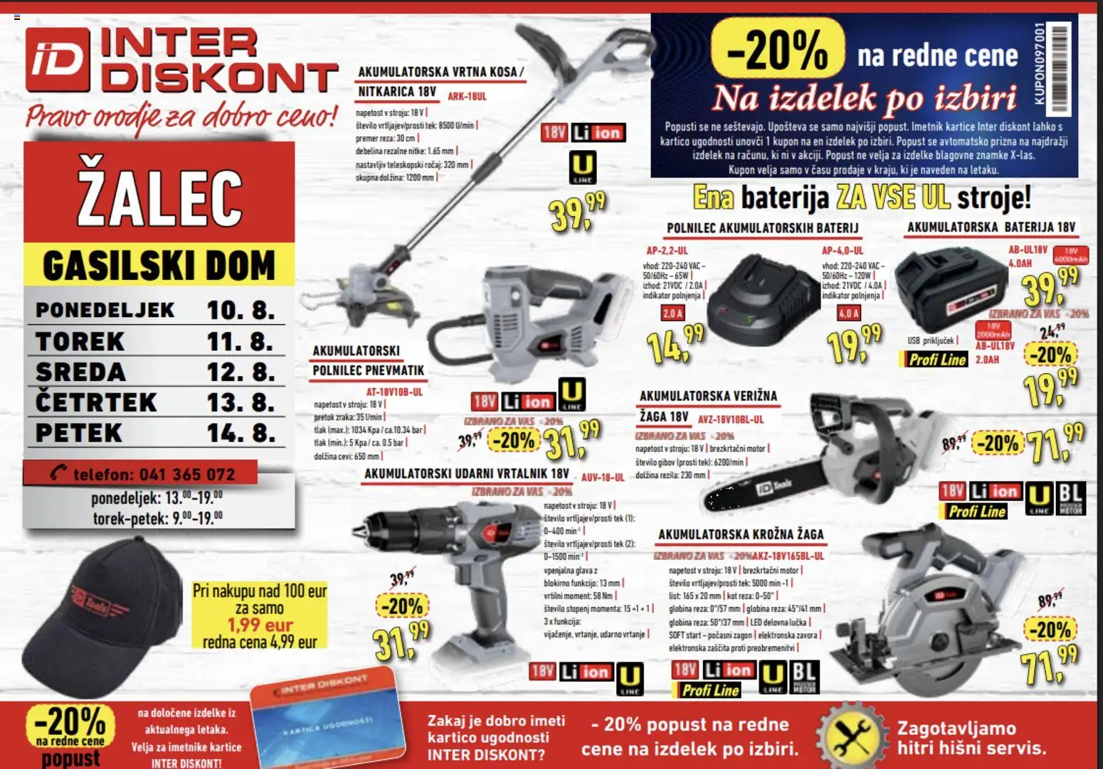 Novi Inter Diskont katalog ponudbe – veljaven od 10.08.2026 | Stran: 1 | Izdelki: Telefon, Baterija, Usb, Vrtalnik