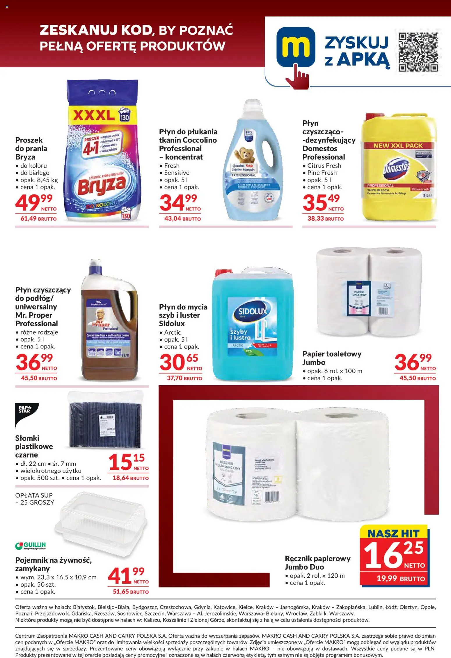 Makro gazetka - Oferta dla gastronomii od 15.09.2026 | Strona: 11 | Produkty: Płyn do płukania, Słomki, Domestos, Ręcznik papierowy