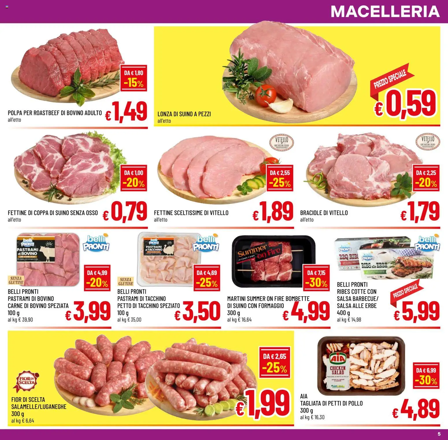 Volantino A&O del 19/08/2026 | Pagina: 5 | Prodotti: Salsa, Tacchino, Carne, Petto di tacchino