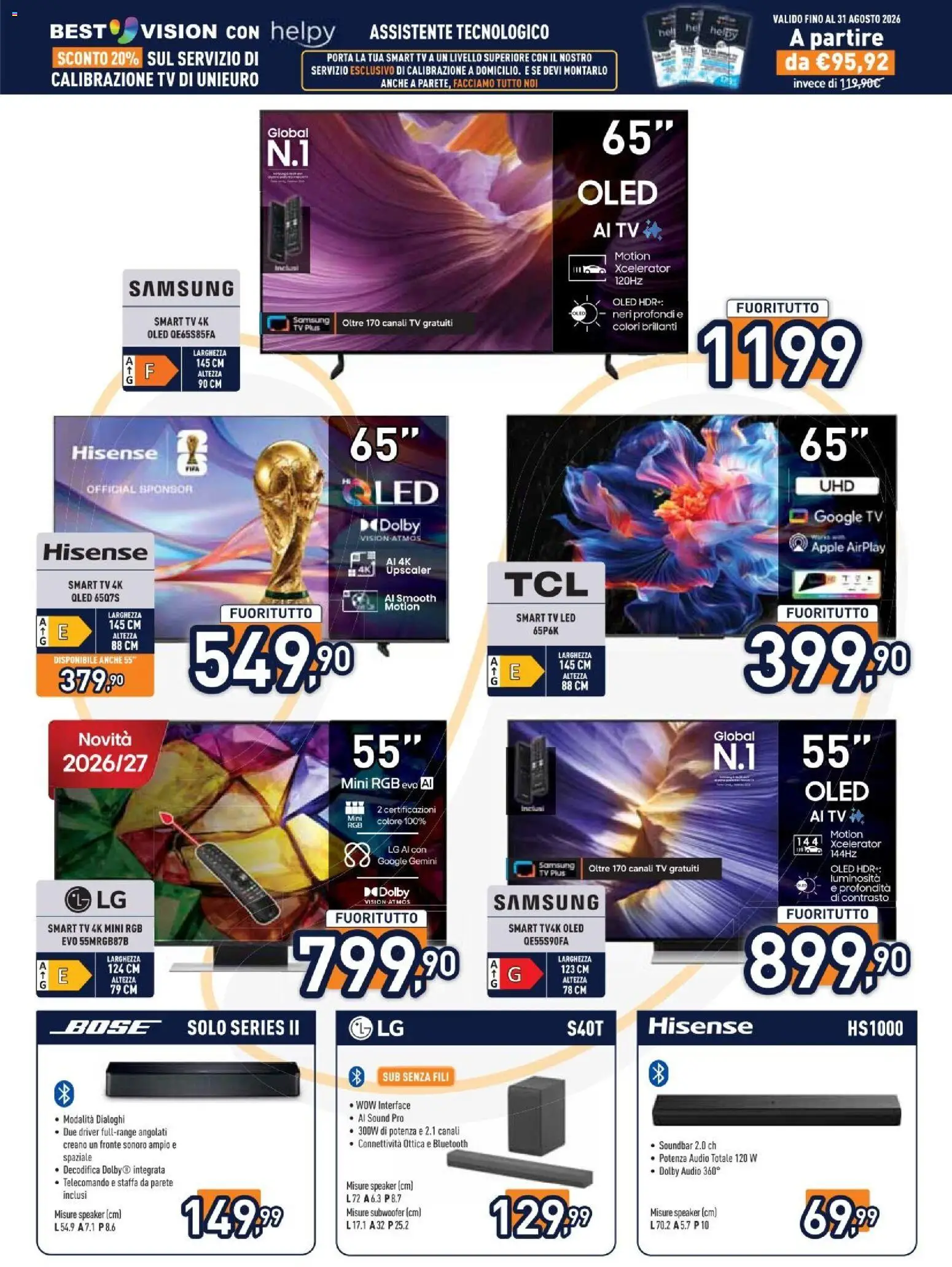 Volantino Unieuro del 10/08/2026 | Pagina: 3 | Prodotti: Porta, TV, Speaker, Samsung