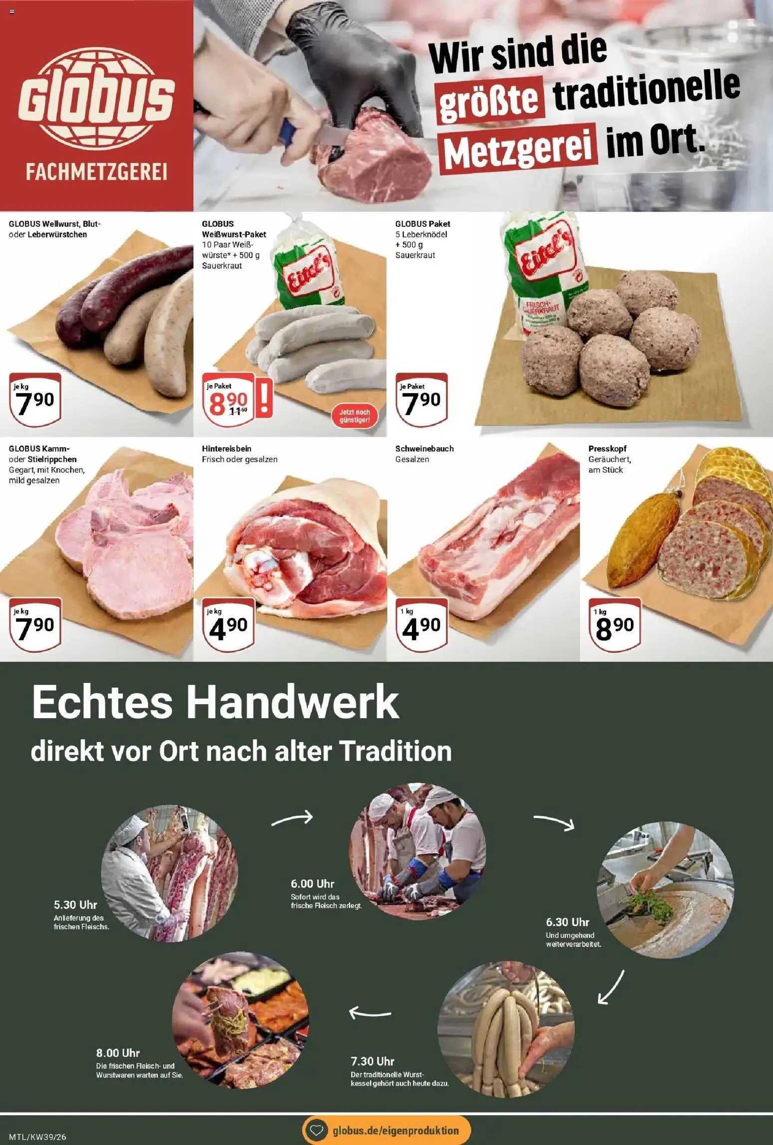 Globus Prospekt Maintal-Dörnigheim (ab 21.09.2026) » Angebote online | Seite: 12 | Produkte: Leberknödel, Schweinebauch, Fleisch, Uhr