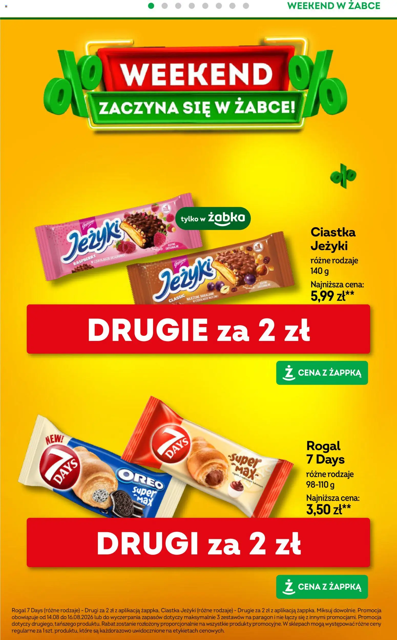 Żabka gazetka - Weekendowe promocje od 14.08.2026 | Strona: 2 | Produkty: Ciastka Jeżyki, Oreo, Ciastka