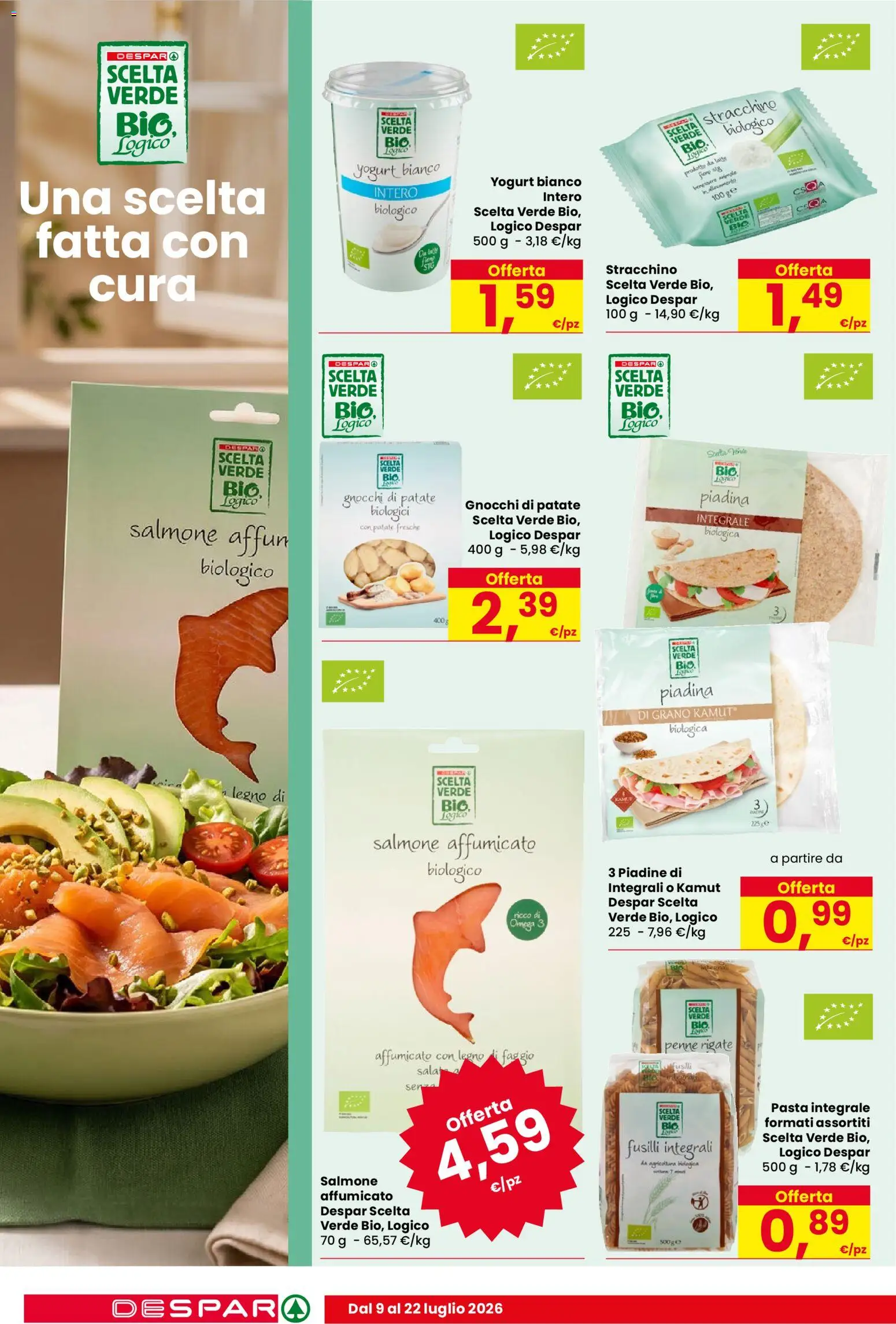 Volantino Despar del 09/07/2026 | Pagina: 10 | Prodotti: Salmone, Pasta, Piadina, Penne