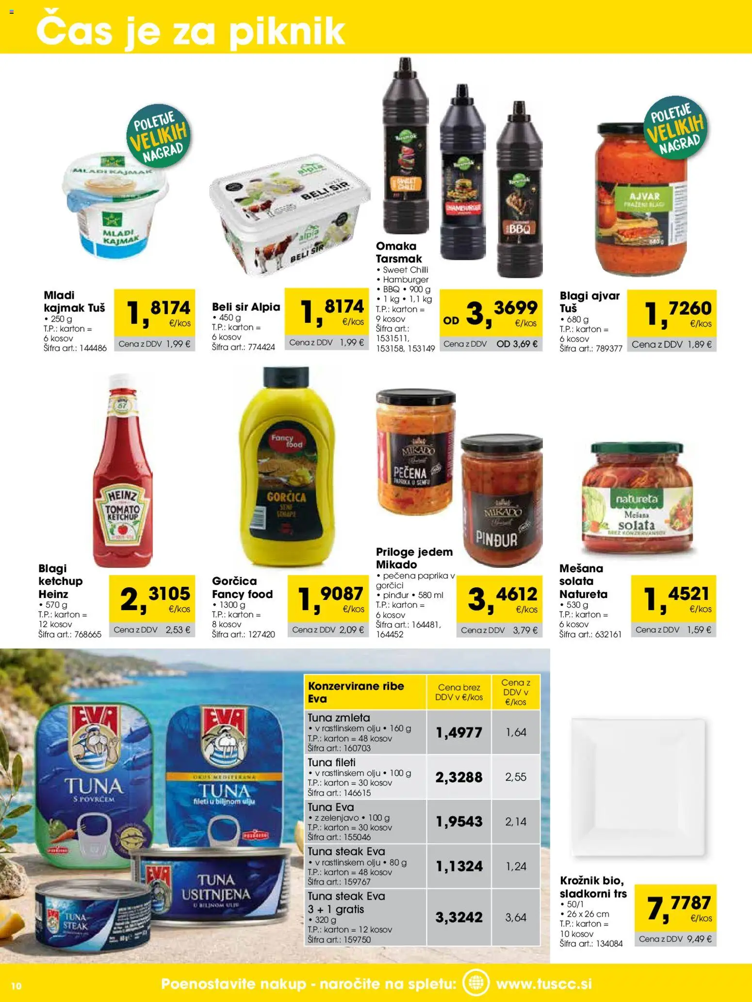 Novi Tuš katalog ponudbe – veljaven od 01.08.2026 | Stran: 10 | Izdelki: Kajmak, Sir, Solata, Omaka
