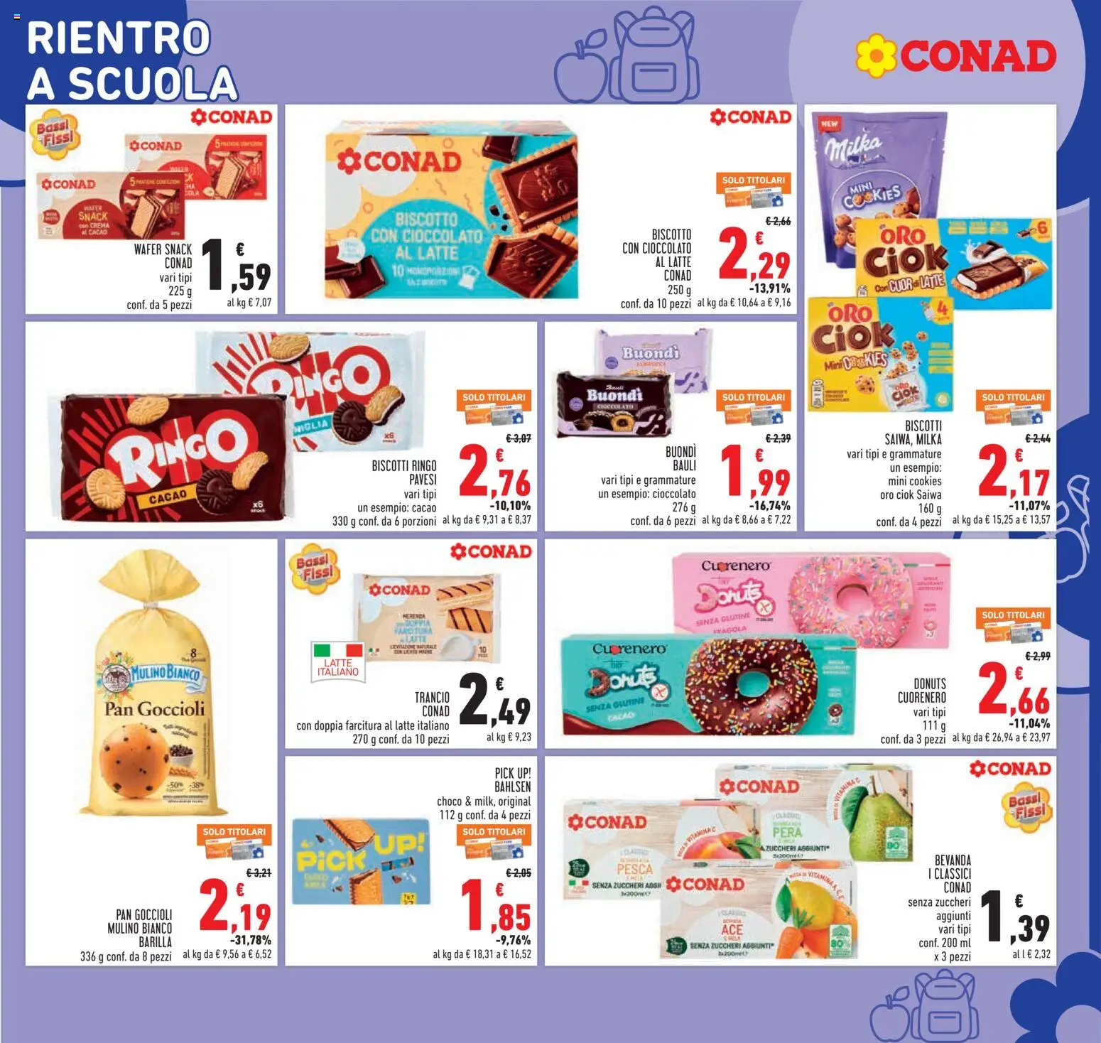 Volantino Conad del 26/08/2026 | Pagina: 11 | Prodotti: Crema, Biscotti, Latte, Pesca