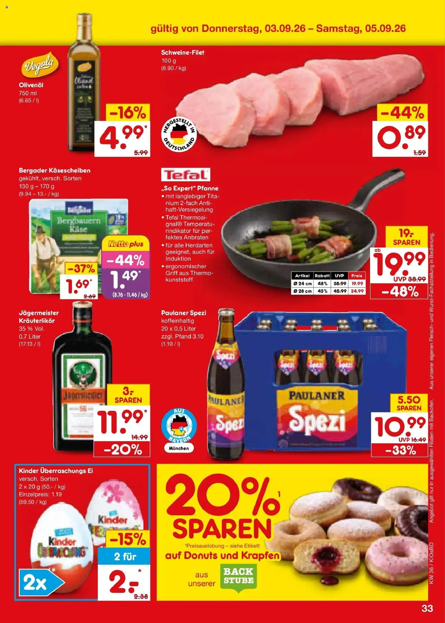 Netto Marken-Discount Prospekt Mistelbach – gültig ab 31.08.2026 | Seite: 45 | Produkte: Olivenol, Krapfen, Schweinefilet, Fleisch
