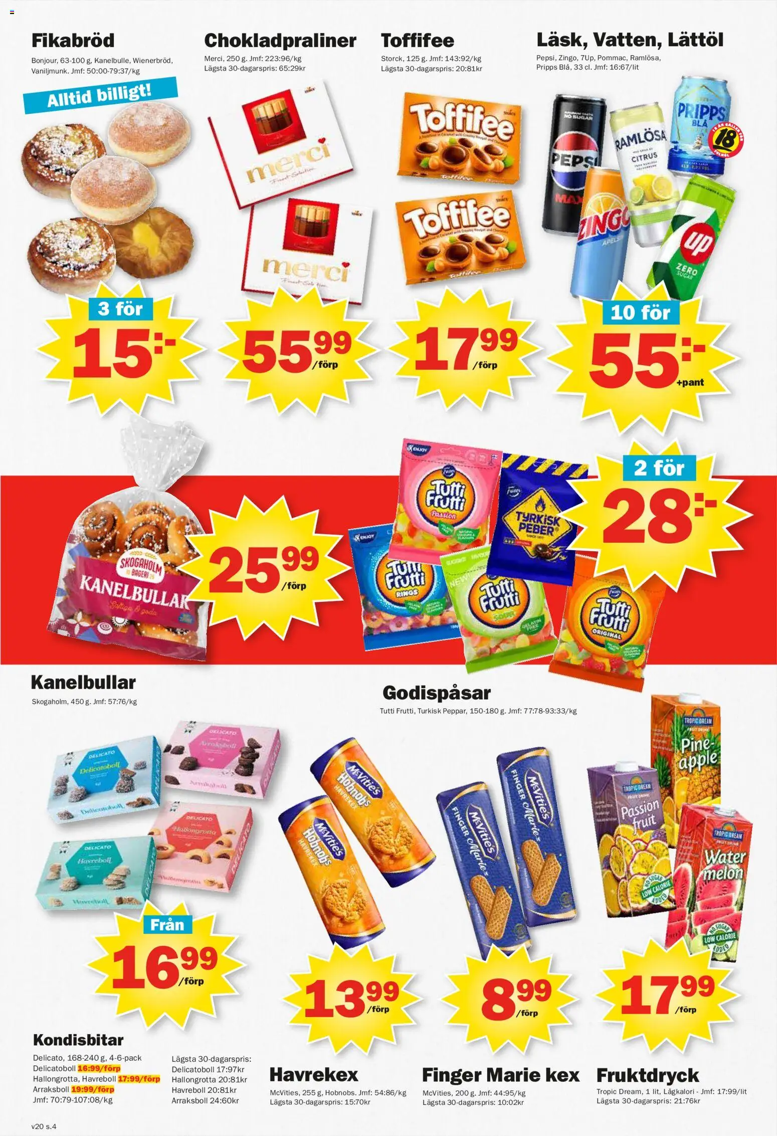 Pekås reklamblad aktuell från 11.05.2026 | Sida: 4 | Produkter: Bageri, Zingo, Pepsi, Äpple