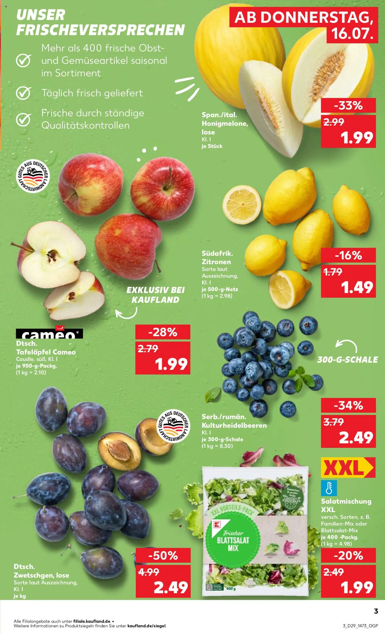 Kaufland Prospekt Potsdam – gültig ab 16.07.2026 | Seite: 3 | Produkte: Obst, Zitronen