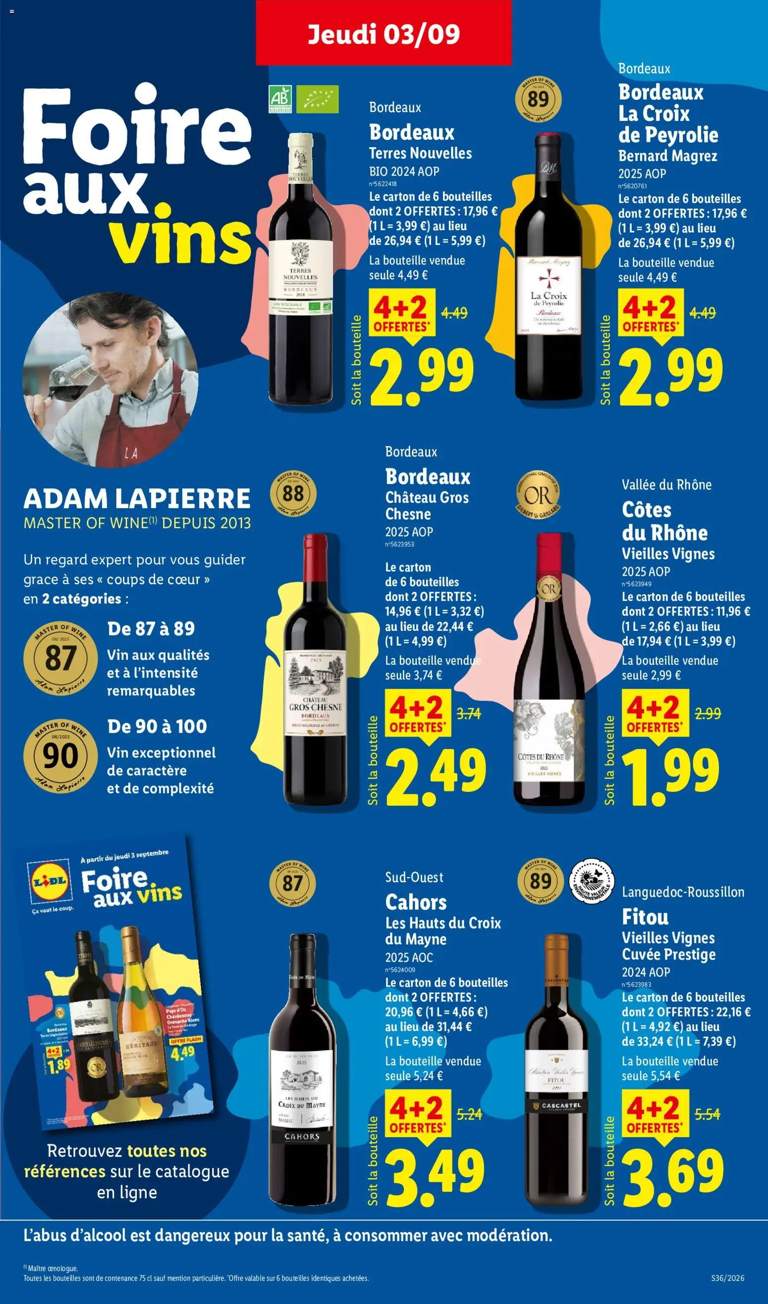 {H1} | Page: 21 | Produits: Cahors, Côtes du rhône vieilles vignes, Bouteille, Aster