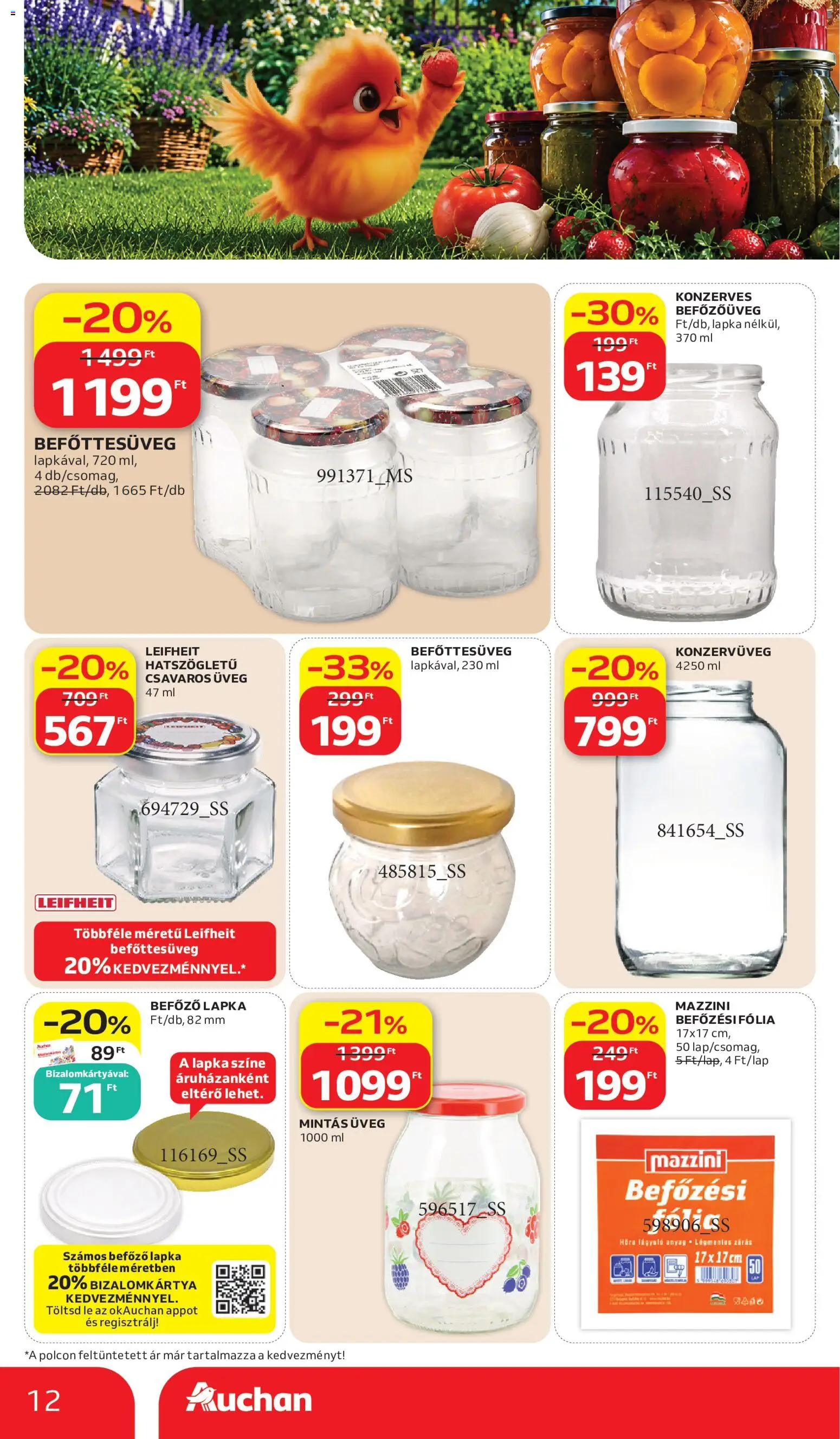 Auchan akciós ujság - amely érvényes a következő dátumtól: 2026.07.02. | Oldal: 12 | Termékek: Befőttesüveg