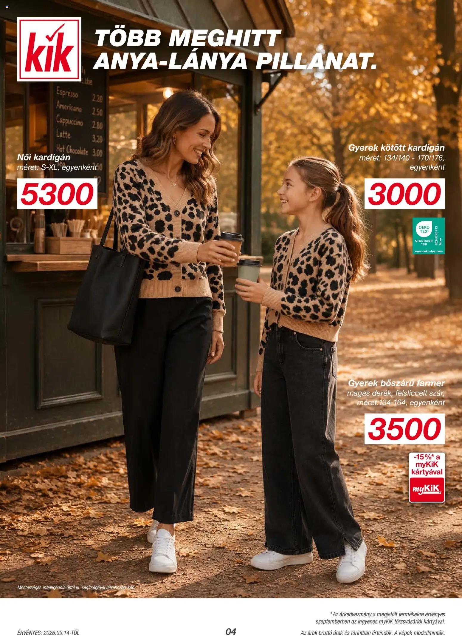 Kik akciós ujság - amely érvényes a következő dátumtól: 2026.09.14. | Oldal: 4 | Termékek: Kardigán, Farmer, Cappuccino