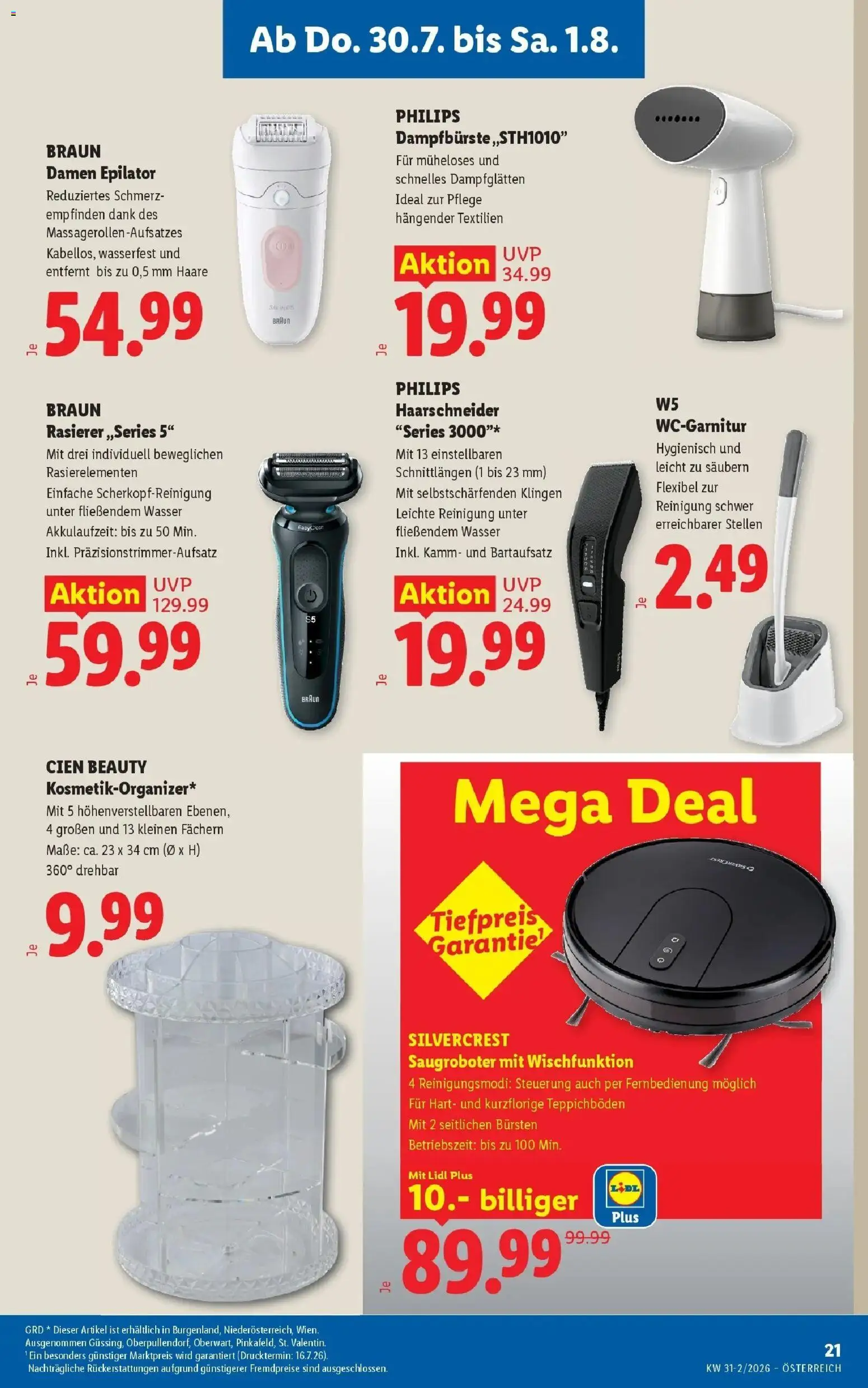 Lidl Flugblatt - Wien, Langenzersdorf, Zwettl gültig ab 30.07.2026 | Seite: 25 | Produkte: Wasser, Rasierer