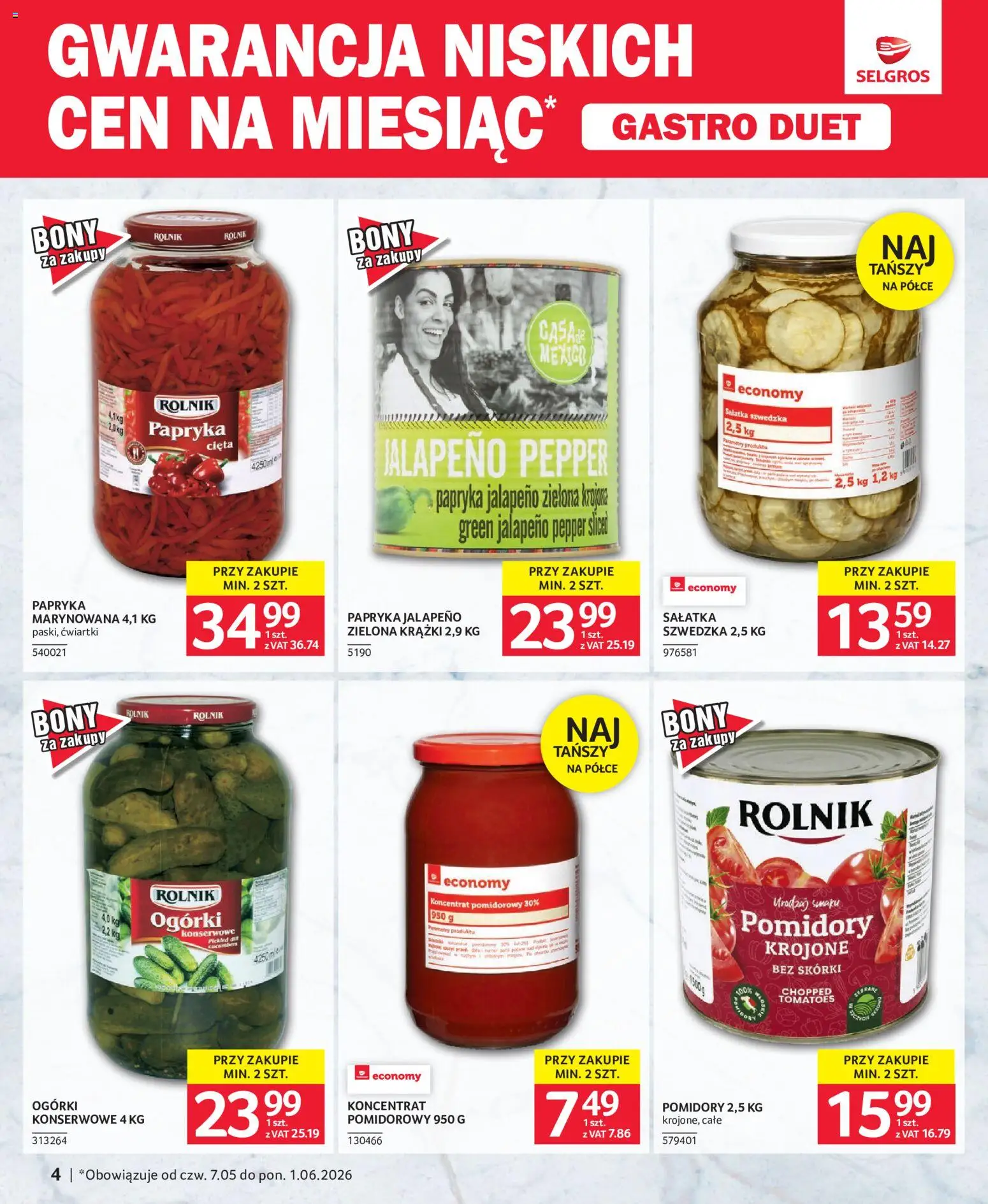 Selgros cash&carry gazetka - Gastro Duet od 21.05.2026 | Strona: 4 | Produkty: Sałatka szwedzka, Koncentrat pomidorowy, Pomidory, Sałatka