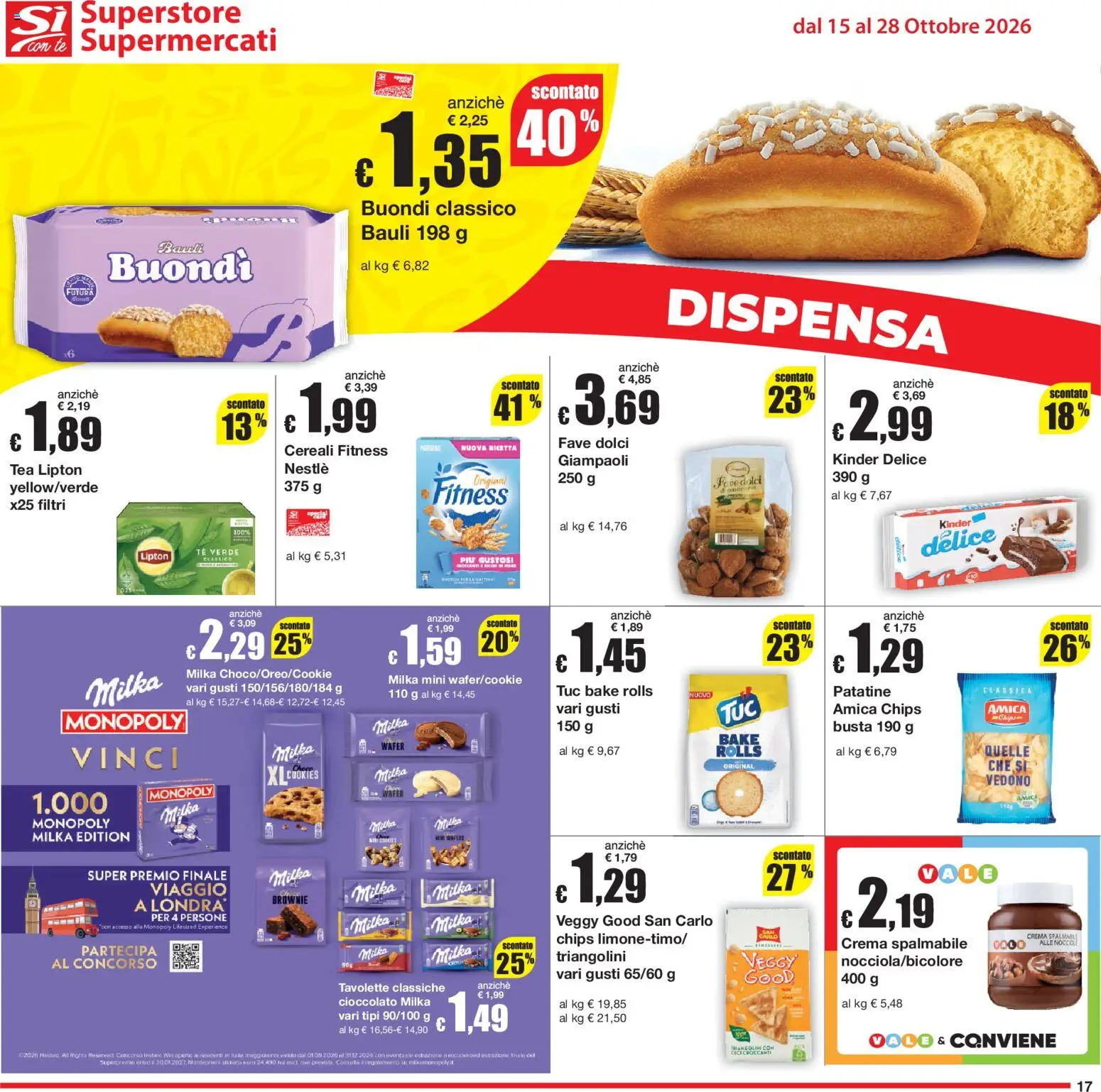 Volantino Sì con Te del 15/10/2026 | Pagina: 17 | Prodotti: Crema, Cereali, Dolci, Tè verde