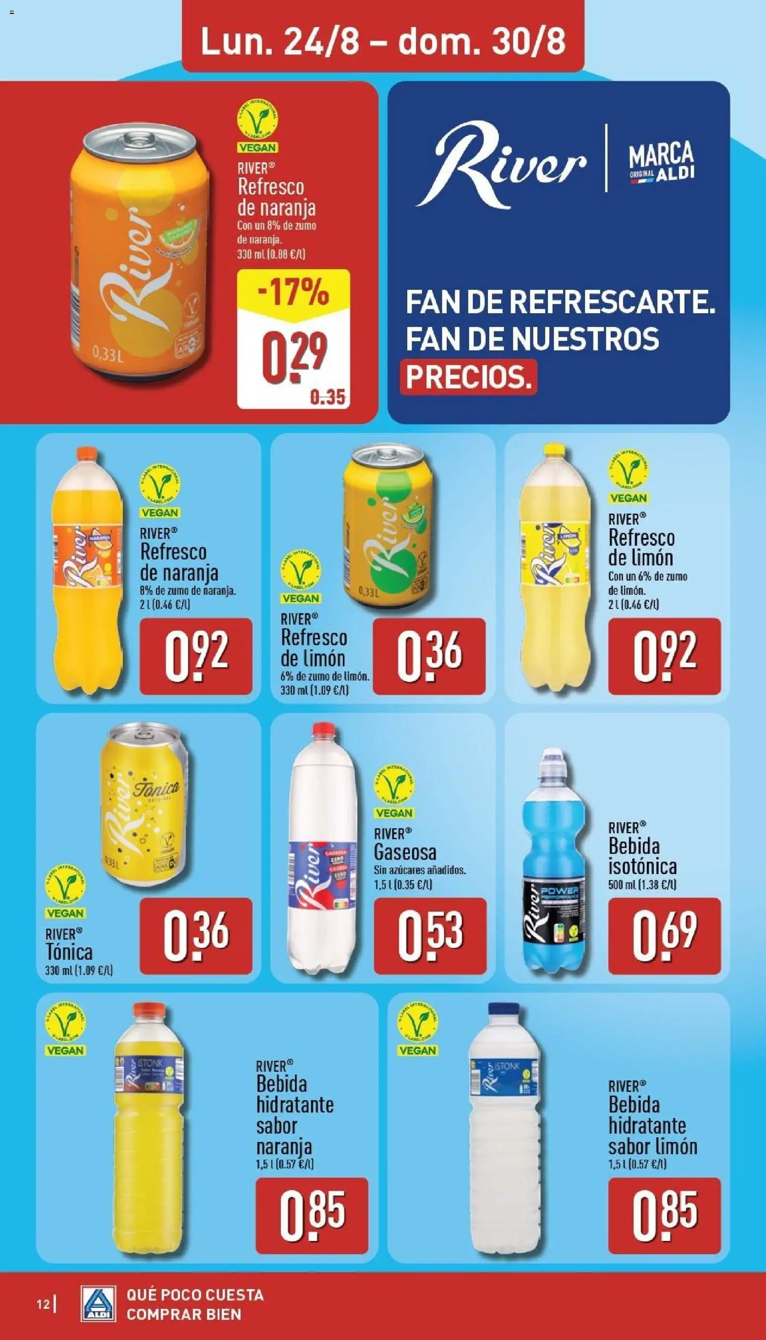 Aldi folleto Península │ válido desde el 24/08/2026 | Página: 12 | Productos: Tónica, Limón, Zumo, Gaseosa