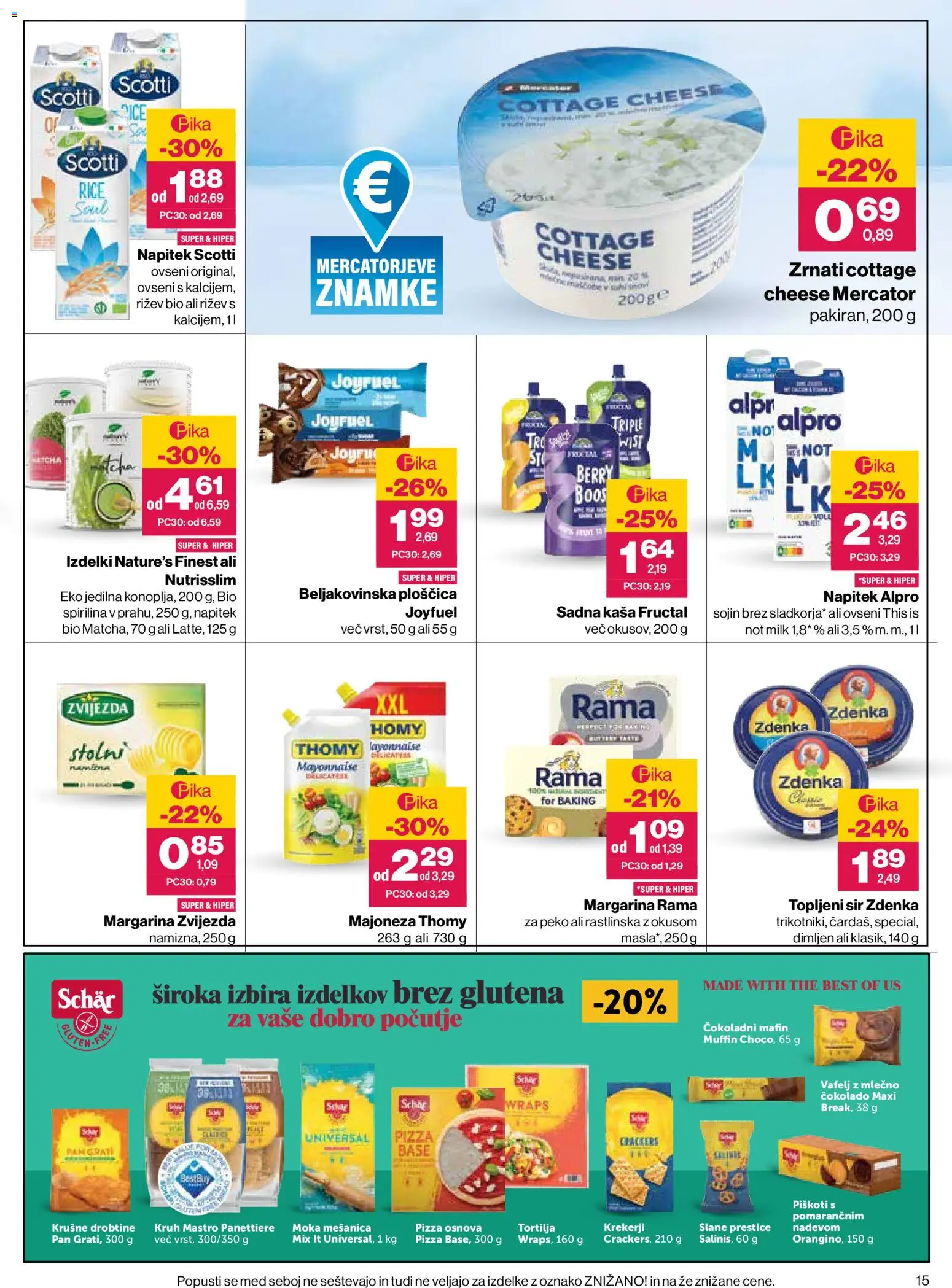 Novi Mercator katalog ponudbe – veljaven od 20.08.2026 | Stran: 15 | Izdelki: Topljeni sir, Sir, Cottage cheese, Majoneza