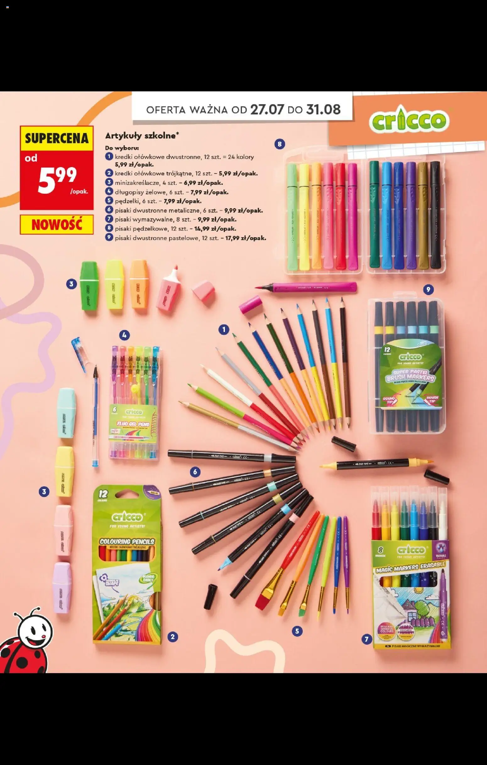 Biedronka gazetka - Do mojej szkoły idę od 20.07.2026 | Strona: 80 | Produkty: Pisaki, Kredki, Długopisy