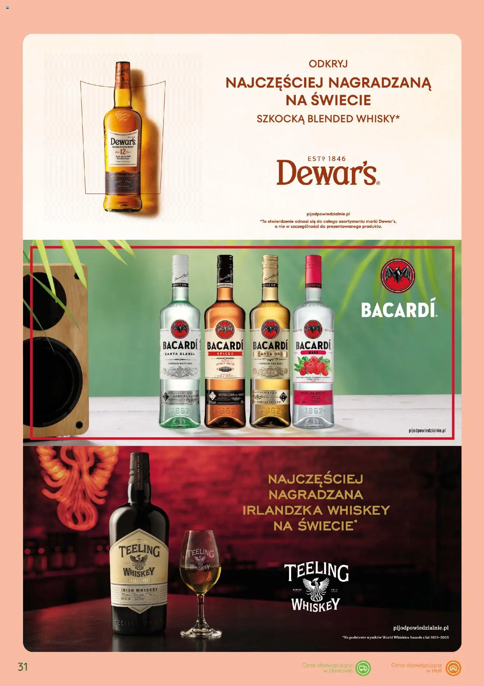 Eurocash gazetka - Katalog Alkoholowy od 01.10.2026 | Strona: 31 | Produkty: Irish whiskey, Bacardi, Bacardi spiced, Rum