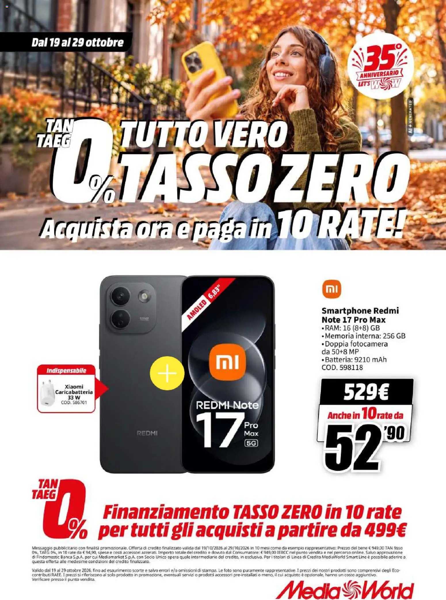 Volantino Media World del 19/10/2026 | Pagina: 4 | Prodotti: Xiaomi, Smartphone, Fotocamera, Batteria
