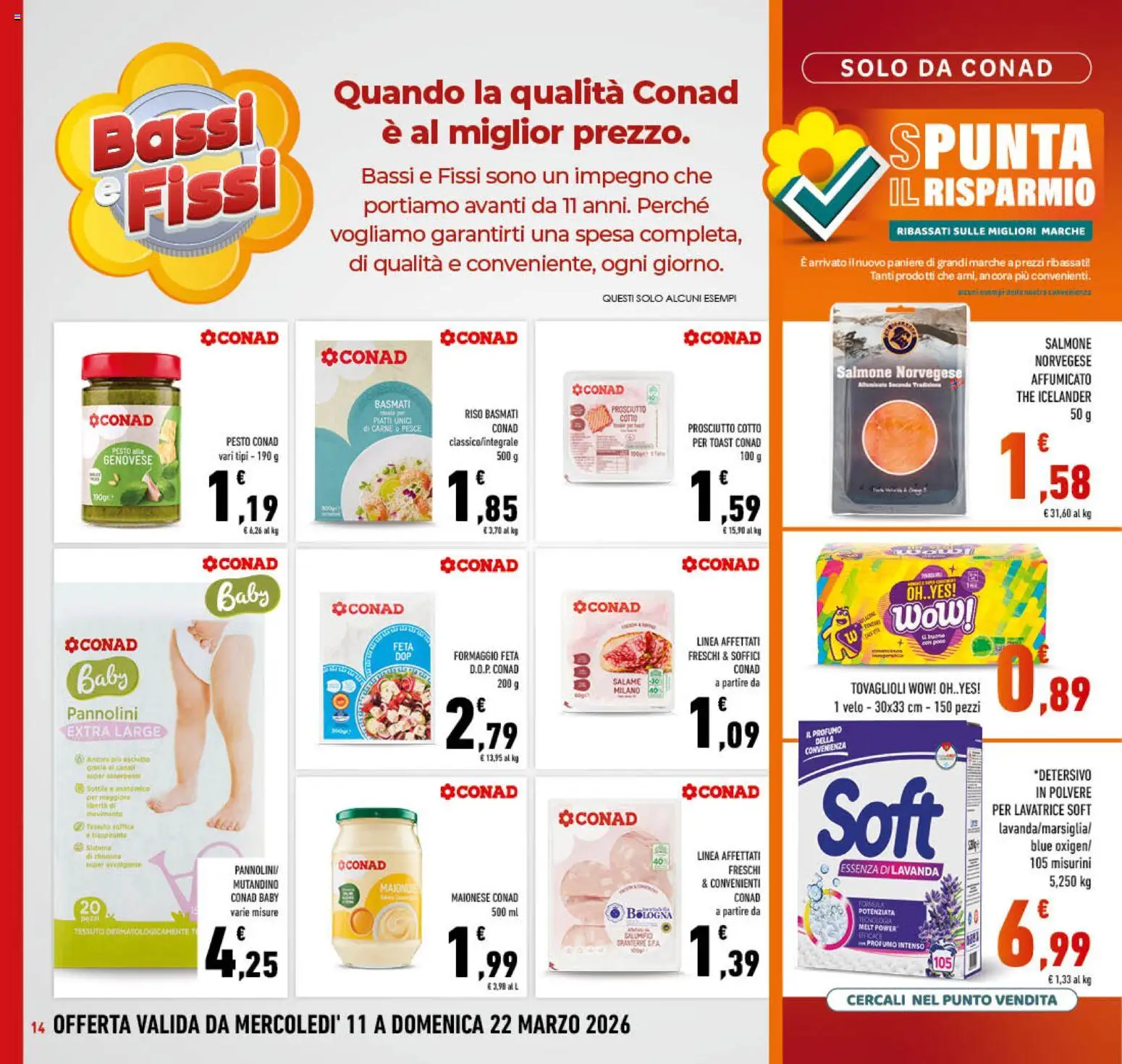 Volantino Conad del 11.03.2026 | Pagina: 14 | Prodotti: Riso Basmati, Salame, The, Lavanda