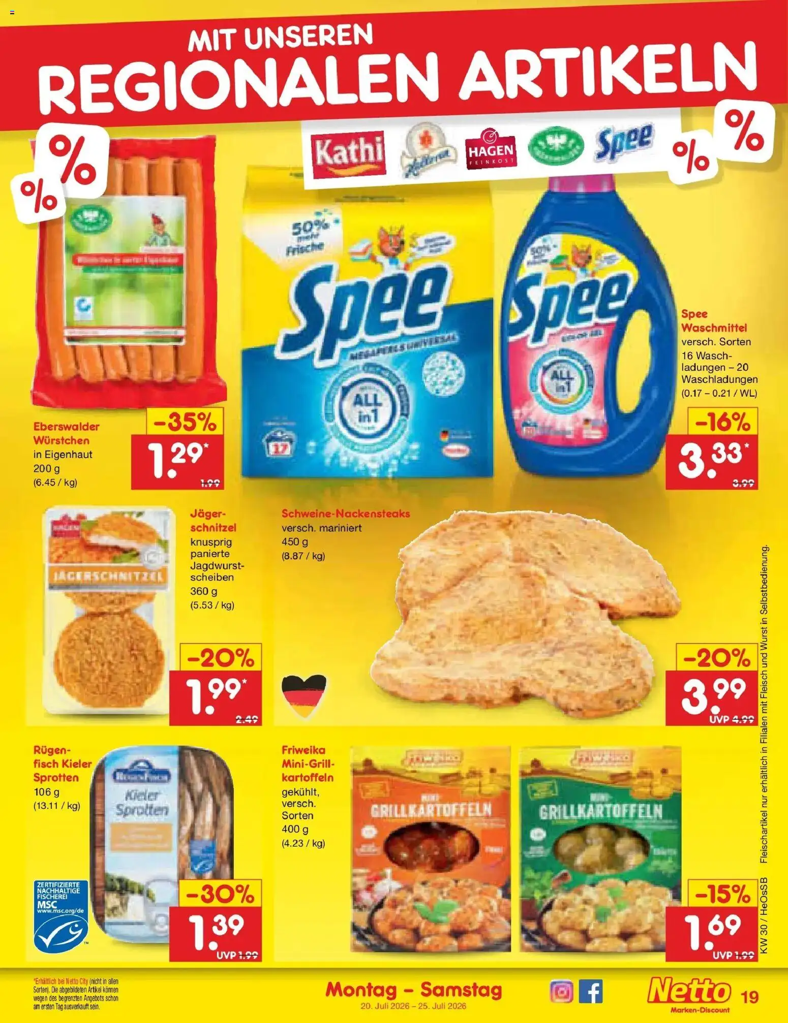 Netto Marken-Discount Prospekt Kröpelin – gültig ab 20.07.2026 | Seite: 31 | Produkte: Kartoffeln, Spee, Waschmittel, Fleisch