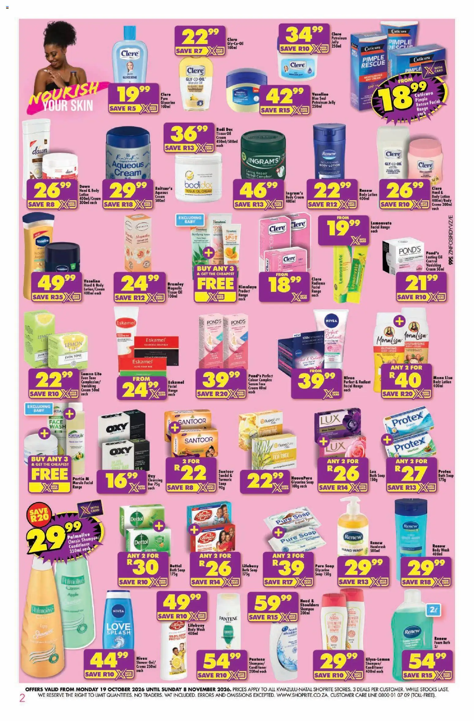 New Shoprite catalogue – valid from 19/10/2026 | Page: 2 | Products: Serum, Shower, Conditioner, Body wash