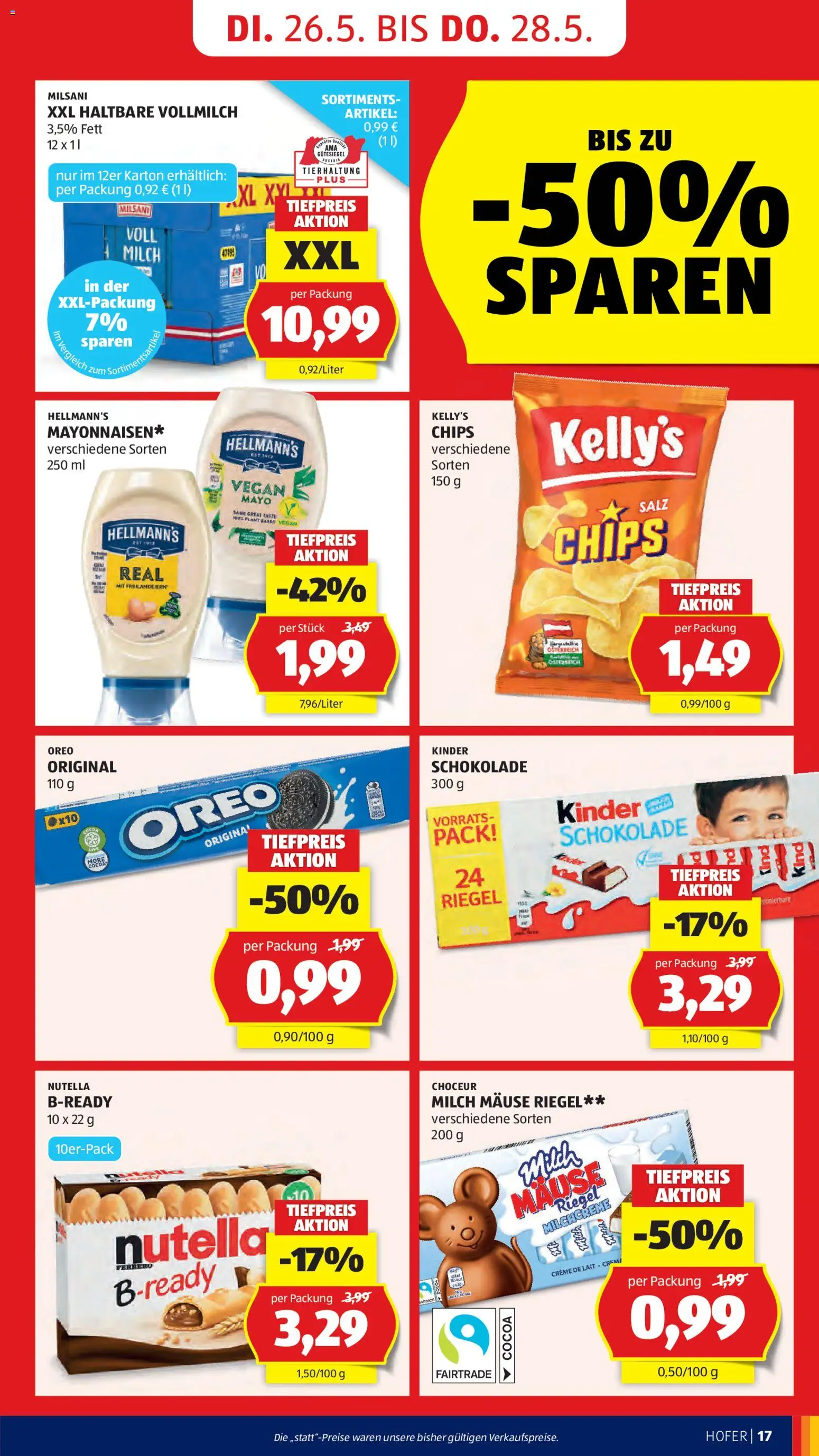 Hofer Flugblatt gültig ab 22.05.2026 | Seite: 21 | Produkte: Chips, Salz, Creme, Schokolade