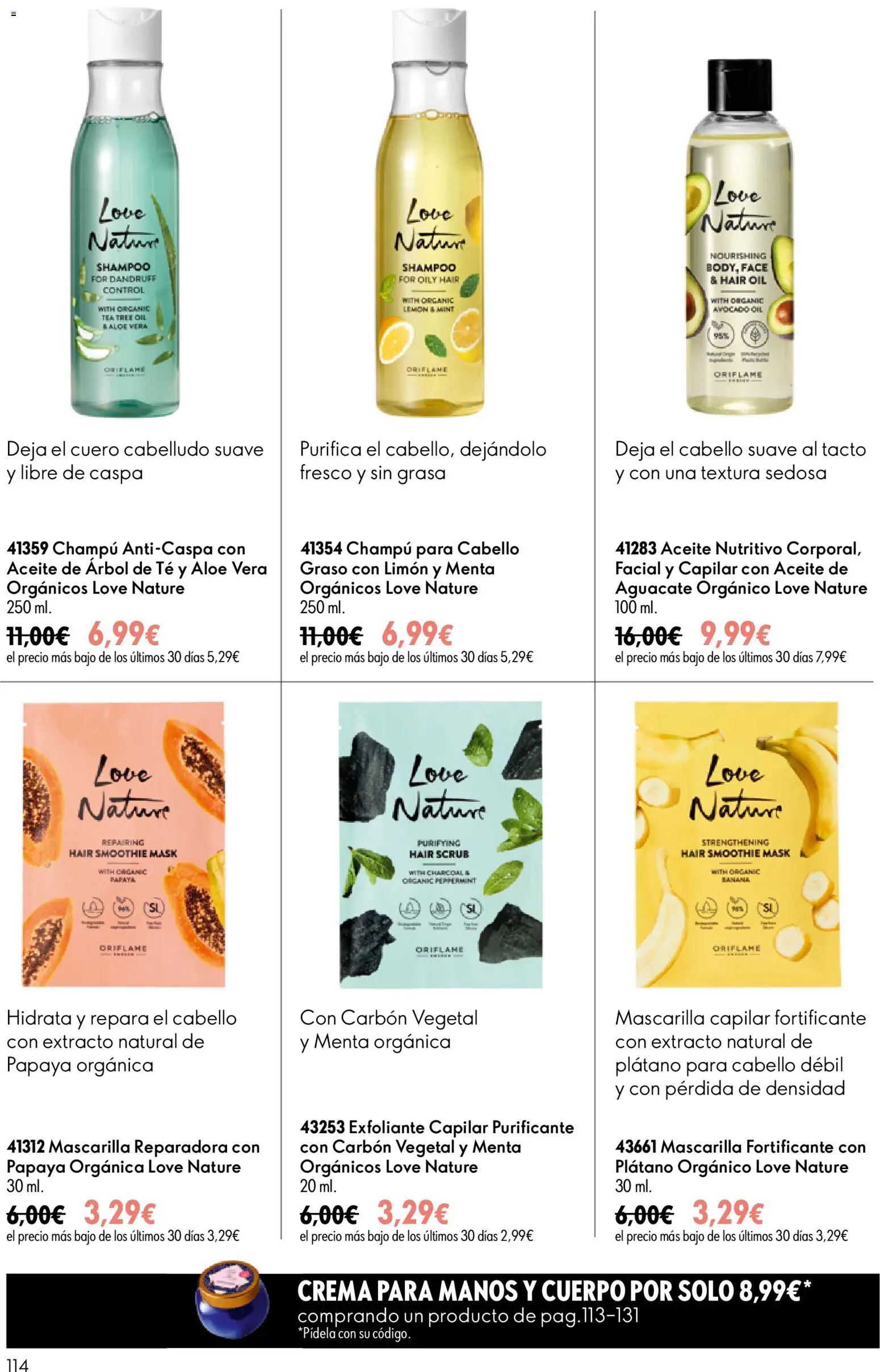 Oriflame - Catálogo Campaña 9 │ válido desde el 24/06/2026 | Página: 114 | Productos: Champú, Aceite, Champú anticaspa, Crema para manos