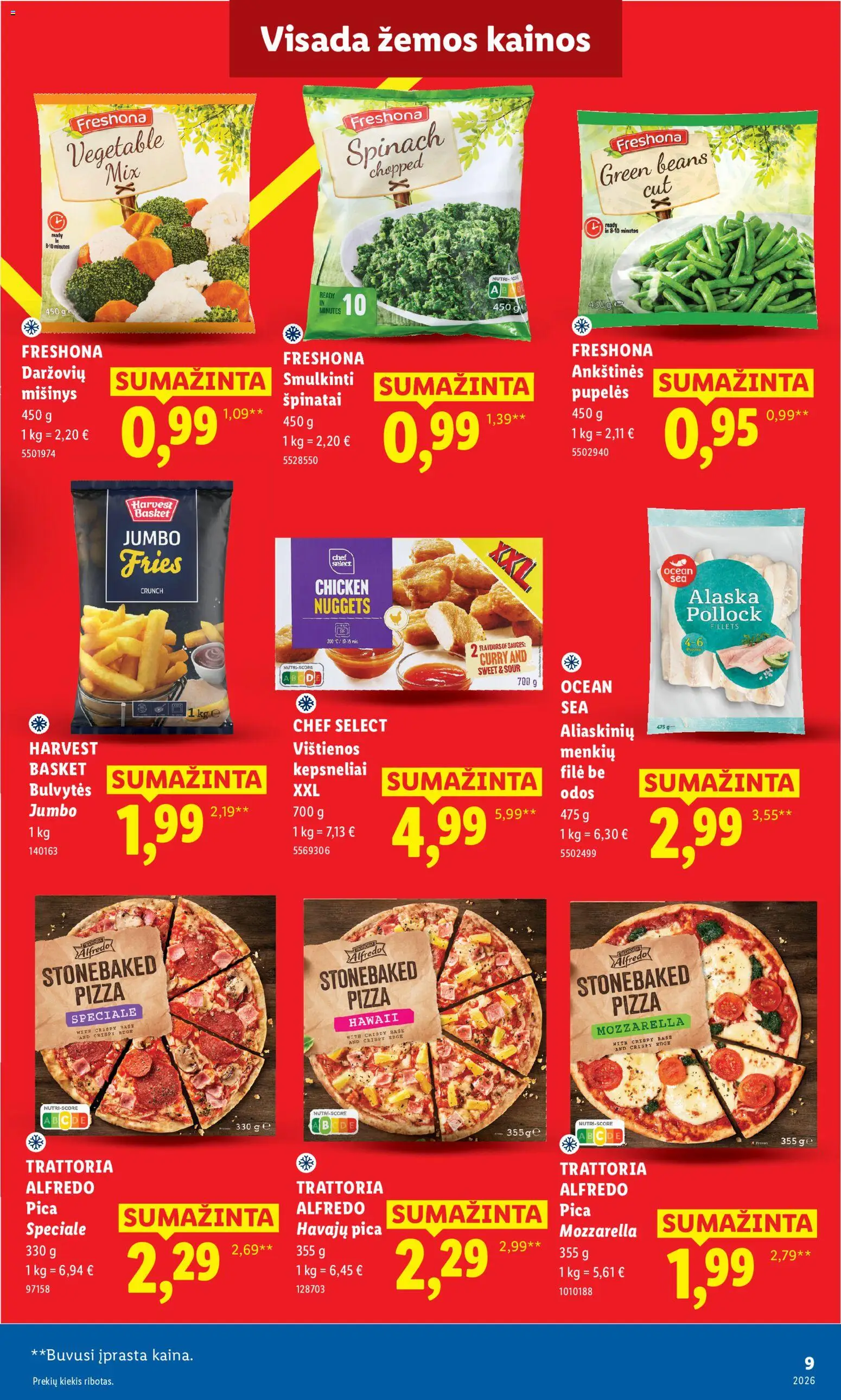 LIDL akcijos nuo 2026.08.17 | Puslapis: 9 | Prekių: Vištienos, Pupelės, Špinatai, Pica