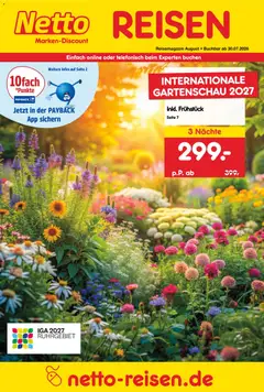 Netto Reisen Prospekt ab 30.07.2026 gültig