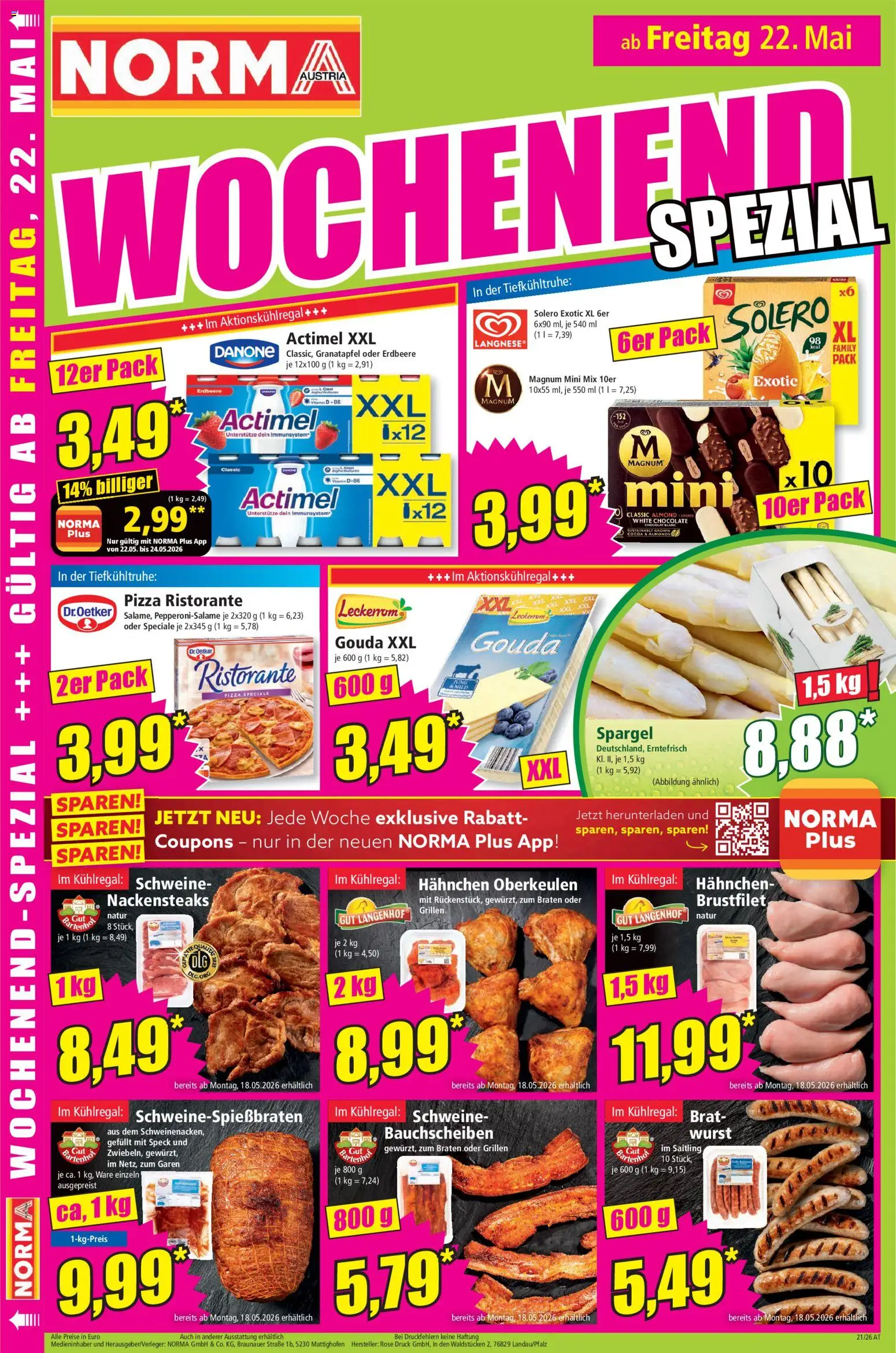 Norma Flugblatt gültig ab 18.05.2026 | Seite: 18 | Produkte: Wurst, Pizza