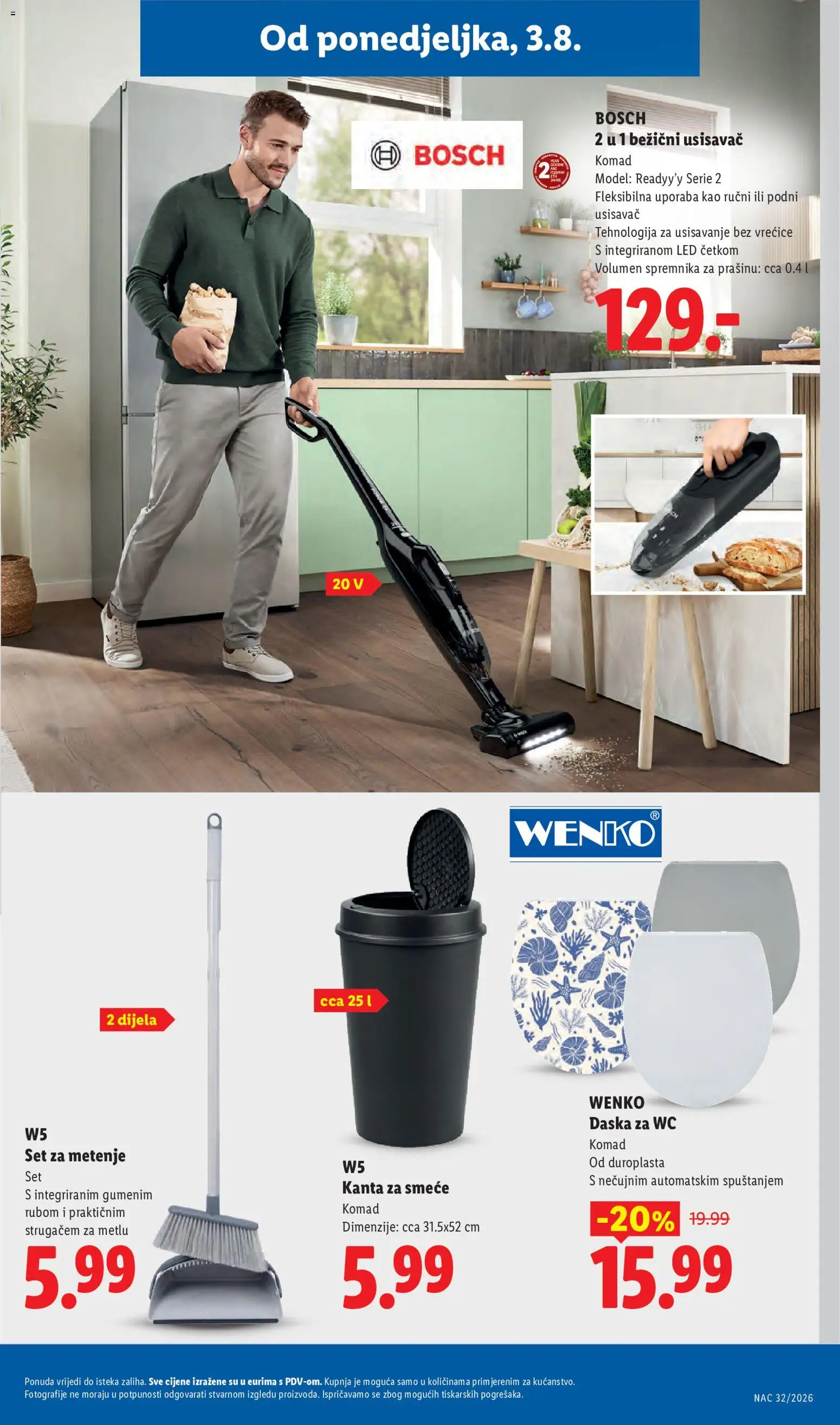 Lidl katalog | vrijedi od 03.08.2026 | Stranica: 25 | Proizvodi: Usisavač, Bežični usisavač, Led, Kanta za smeće