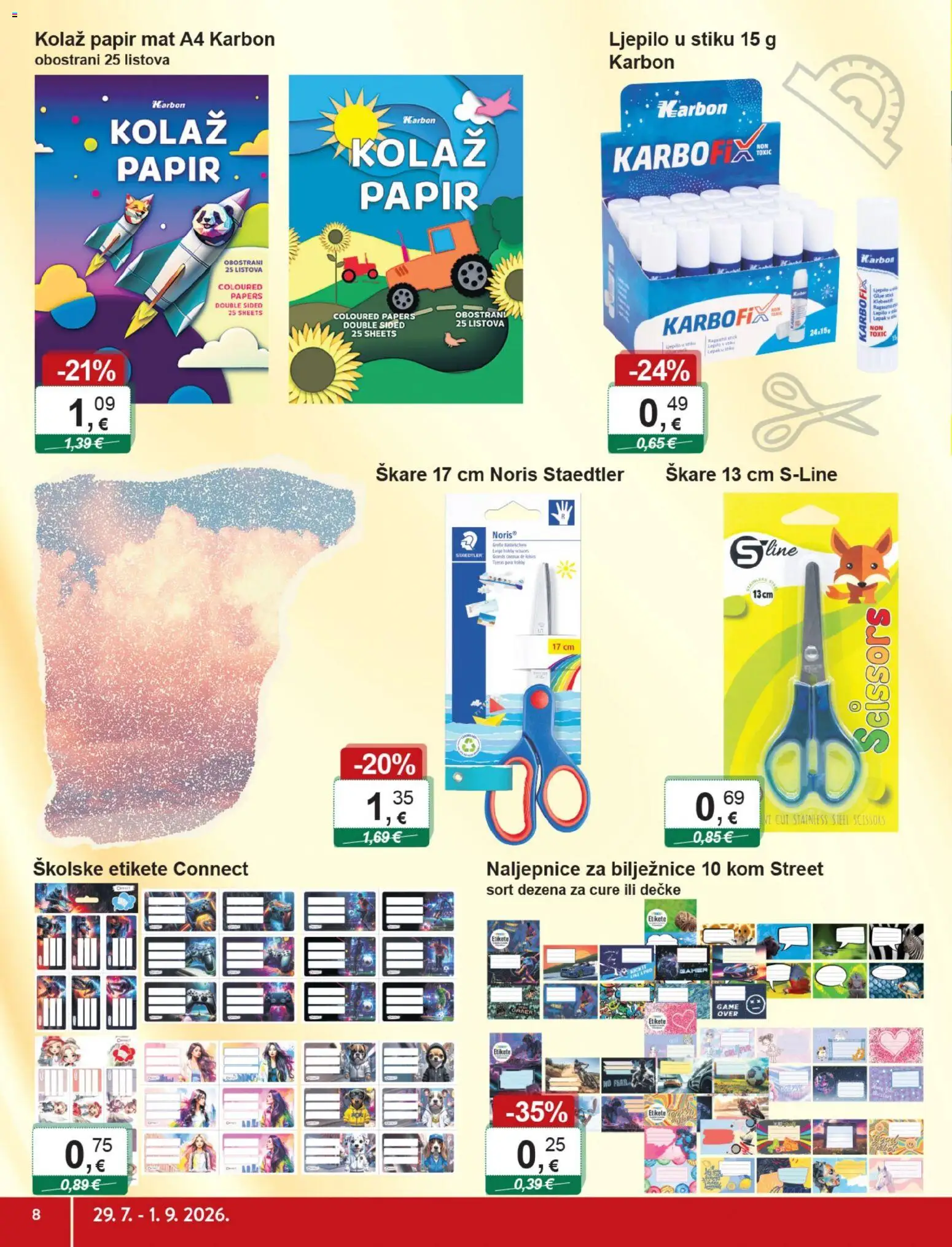 KTC katalog | vrijedi od 29.07.2026 | Stranica: 8 | Proizvodi: Kolaž papir, Stol, Škare, Ljepilo