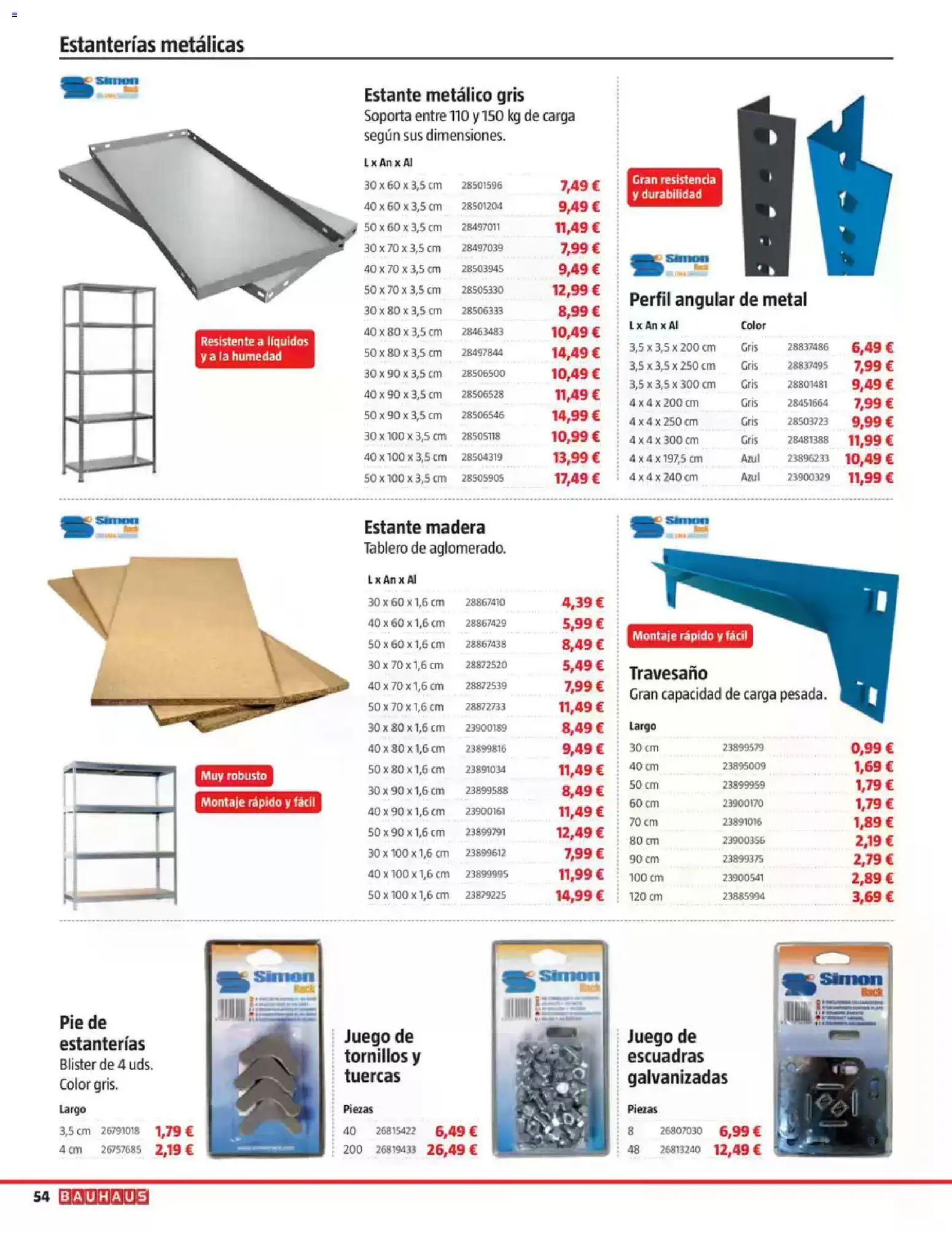 Bauhaus Ordenación │ válido desde el 18/08/2026 | Página: 54 | Productos: Estante